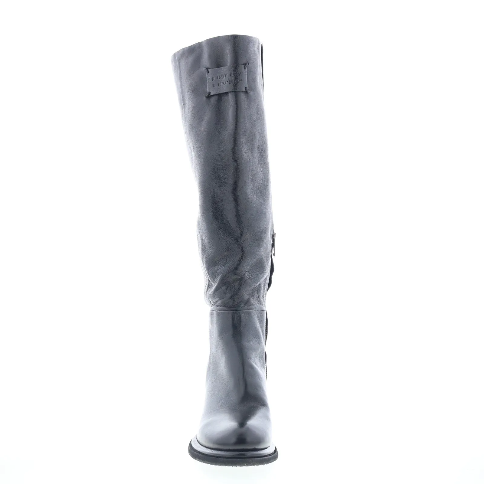 A.S. 98 Nettie Womens Black Leather Zipper Knee High Boots Slip-On Style Lace-up