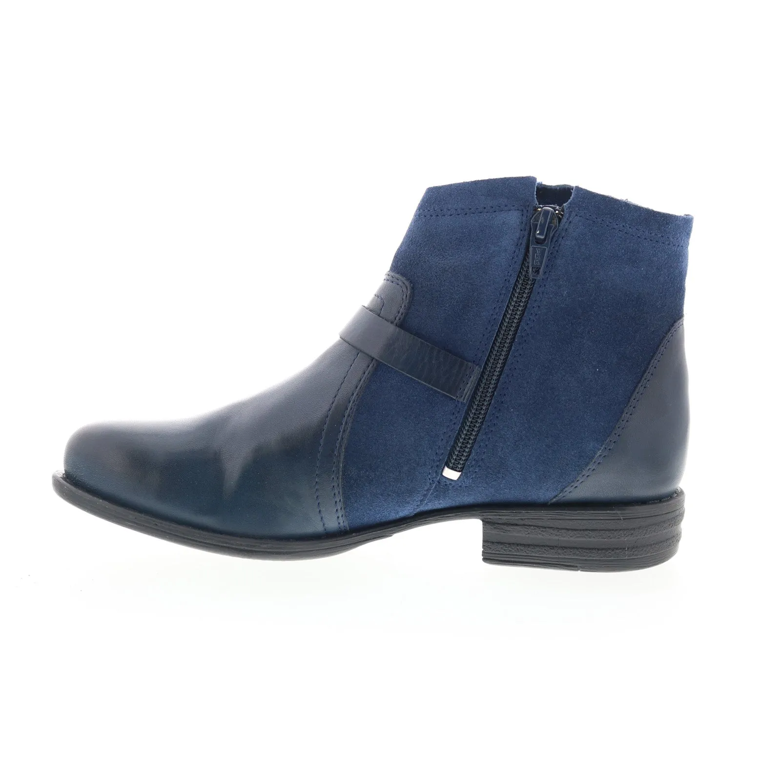 Camouflage Pattern Miz Mooz Leanne Womens Blue Suede Zipper Ankle & Booties Boots