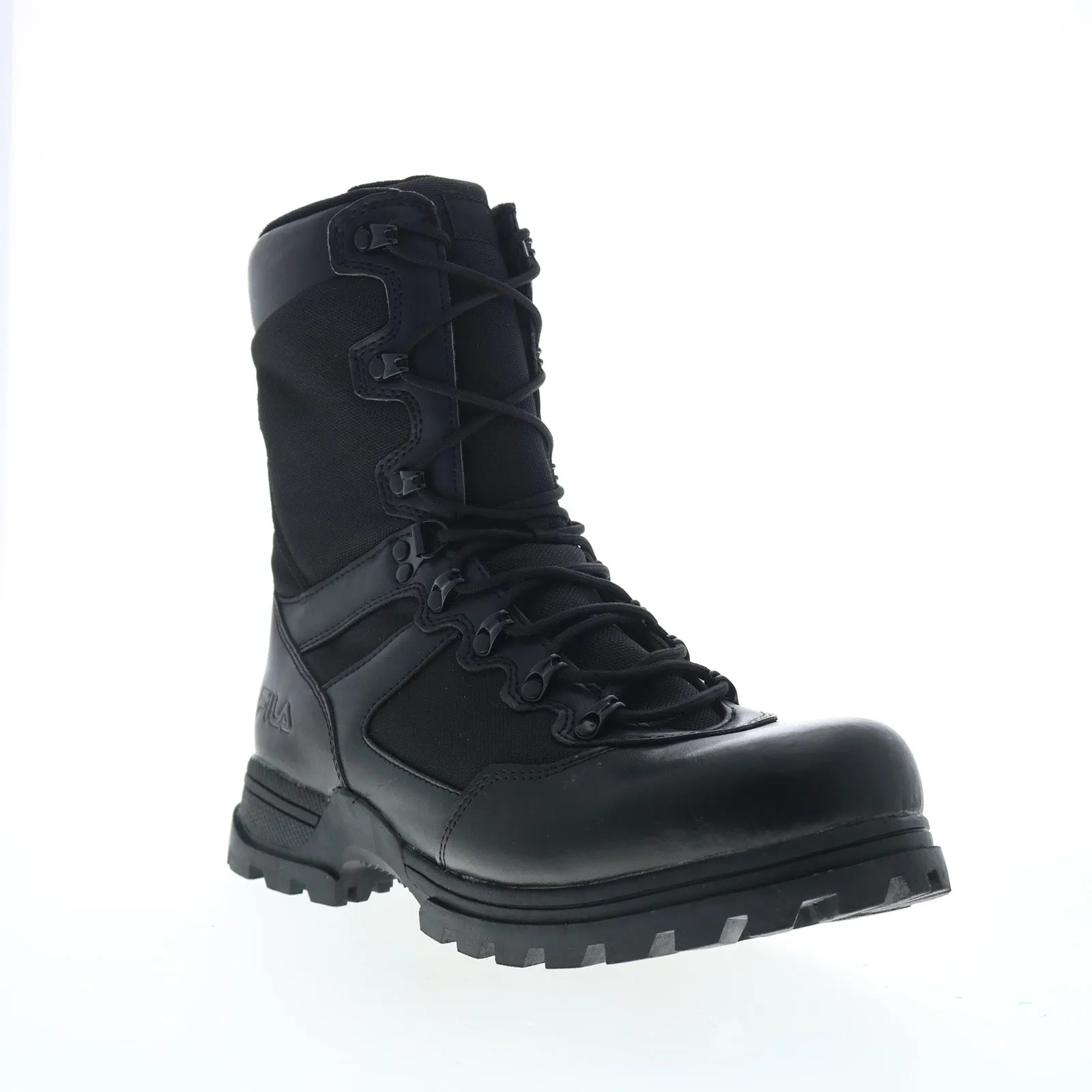 non-slip Neutral Tones Fila Stormer 1LM00117-001 Mens Black Leather Lace Up Work Boots