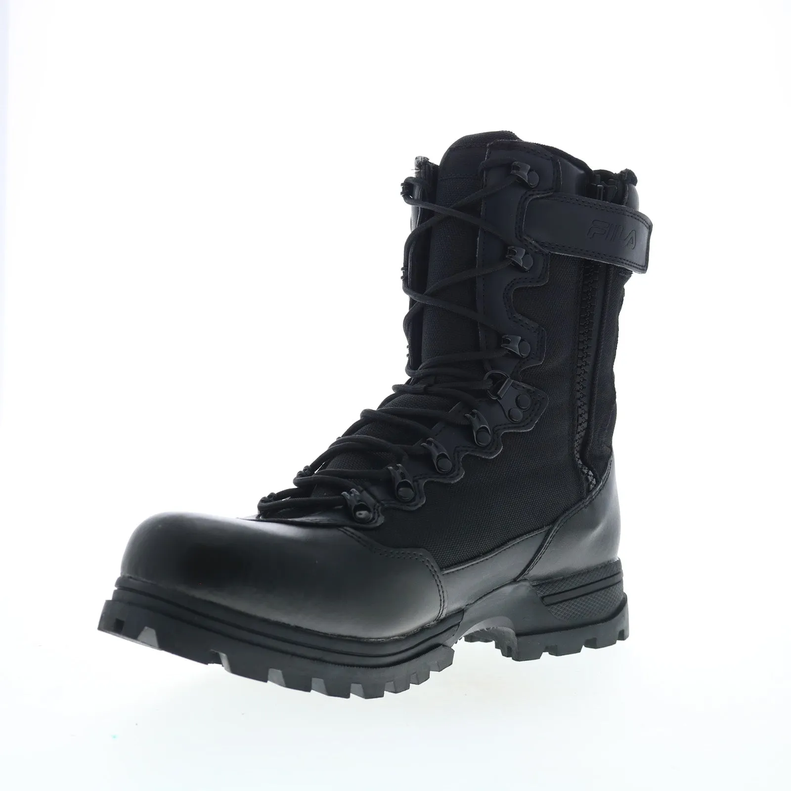 Fila Stormer 1LM00117-001 Mens Black Leather Lace Up Work Boots Soft Material Weekend Fit