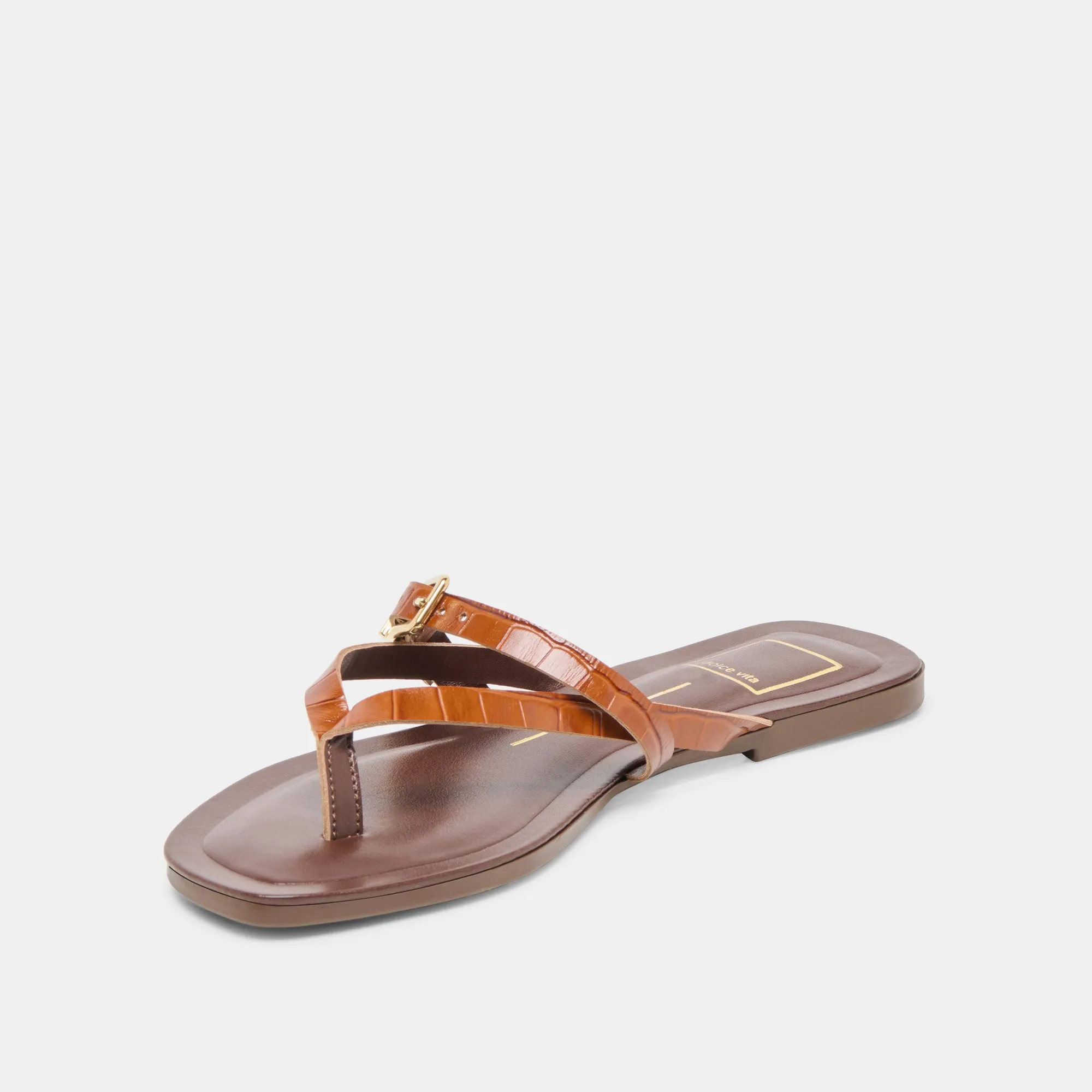 PIERS SANDALS COGNAC CROCO EMBOSSED LEATHER Comfortable And Versatile