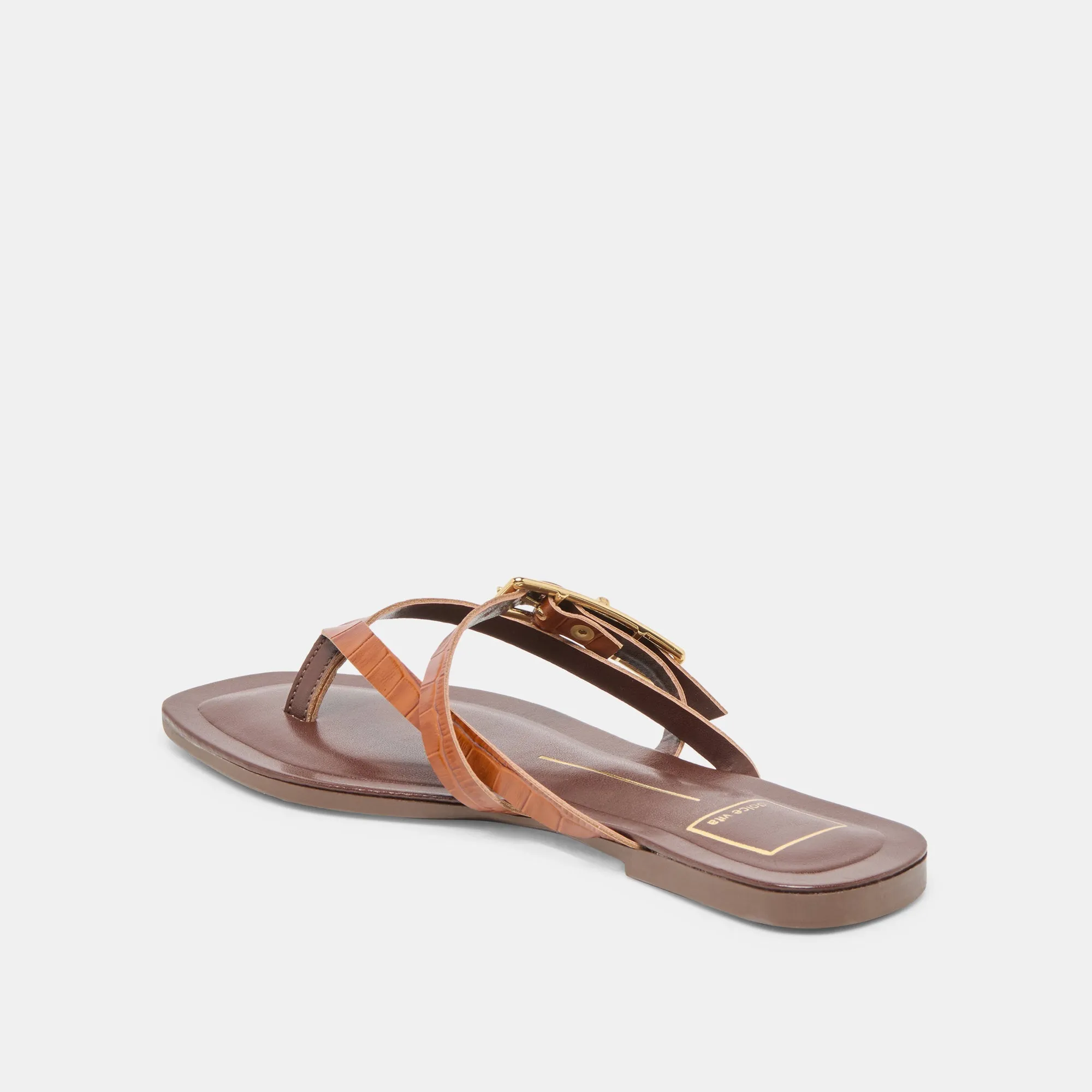 Flexible Walking Daily Relax PIERS SANDALS COGNAC CROCO EMBOSSED LEATHER
