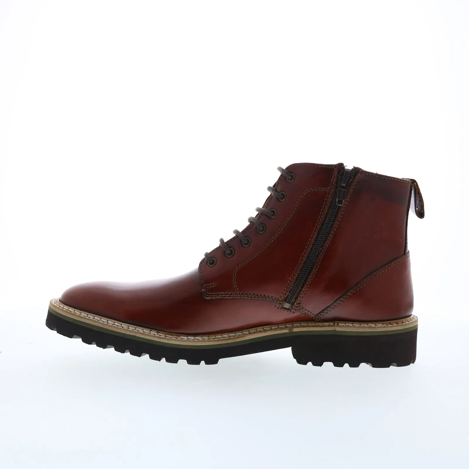 Steve Madden P-Krypto Mens Brown Leather Lace Up Casual Dress Boots Flexible Construction city commute