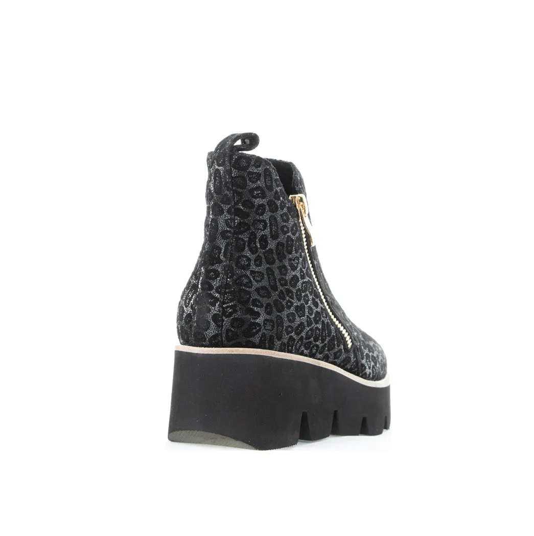 BRESLEY SIGI BLACK LEOPARD Camping Trip Leather Upper