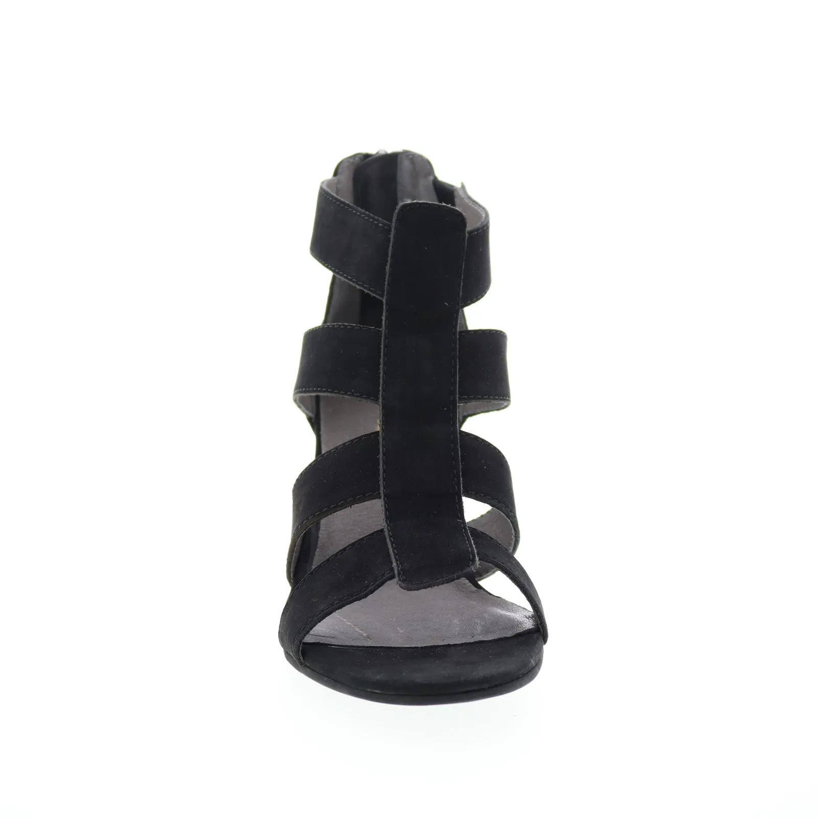 Modern Heels David Tate Francis Womens Black Narrow Nubuck Zipper Strap Heels Shoes