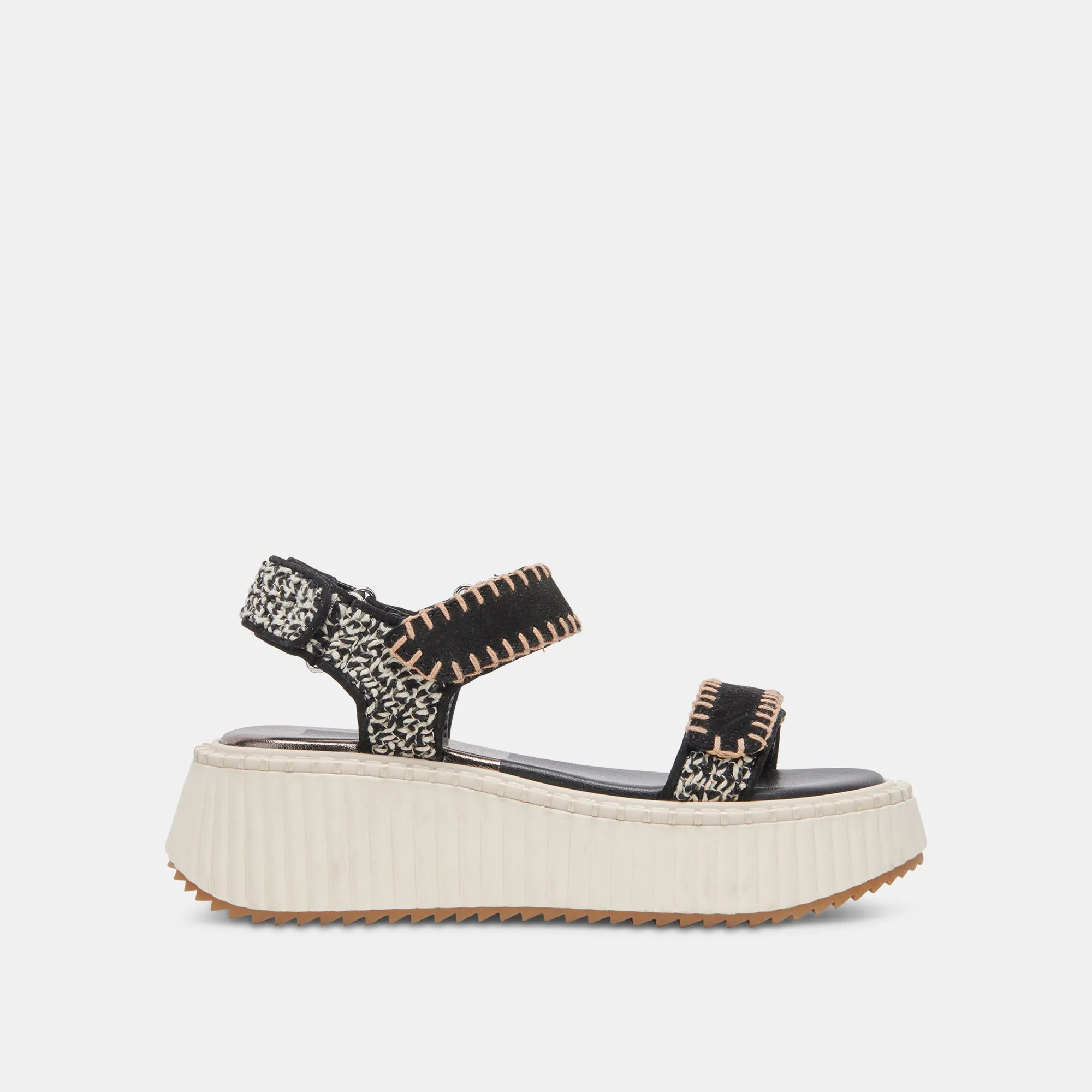 Fast Step Durable And Comfortable DEBRA SANDALS BLACK WHITE NUBUCK
