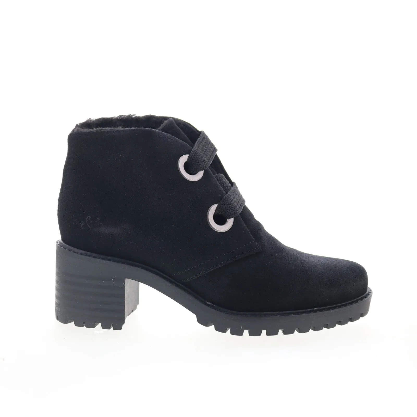 Flexible Slip Block Bos. & Co. Index 30677 Womens Black Suede Lace Up Ankle & Booties Boots