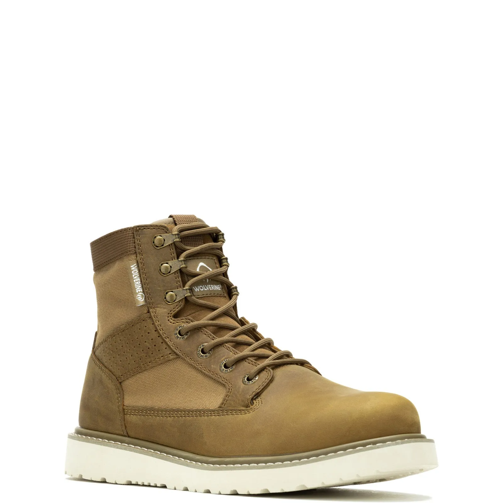 Wolverine Trade Wedge Unline Canvas W240014 Mens Brown Leather Work Boots Seamless Stitching Biking Trip