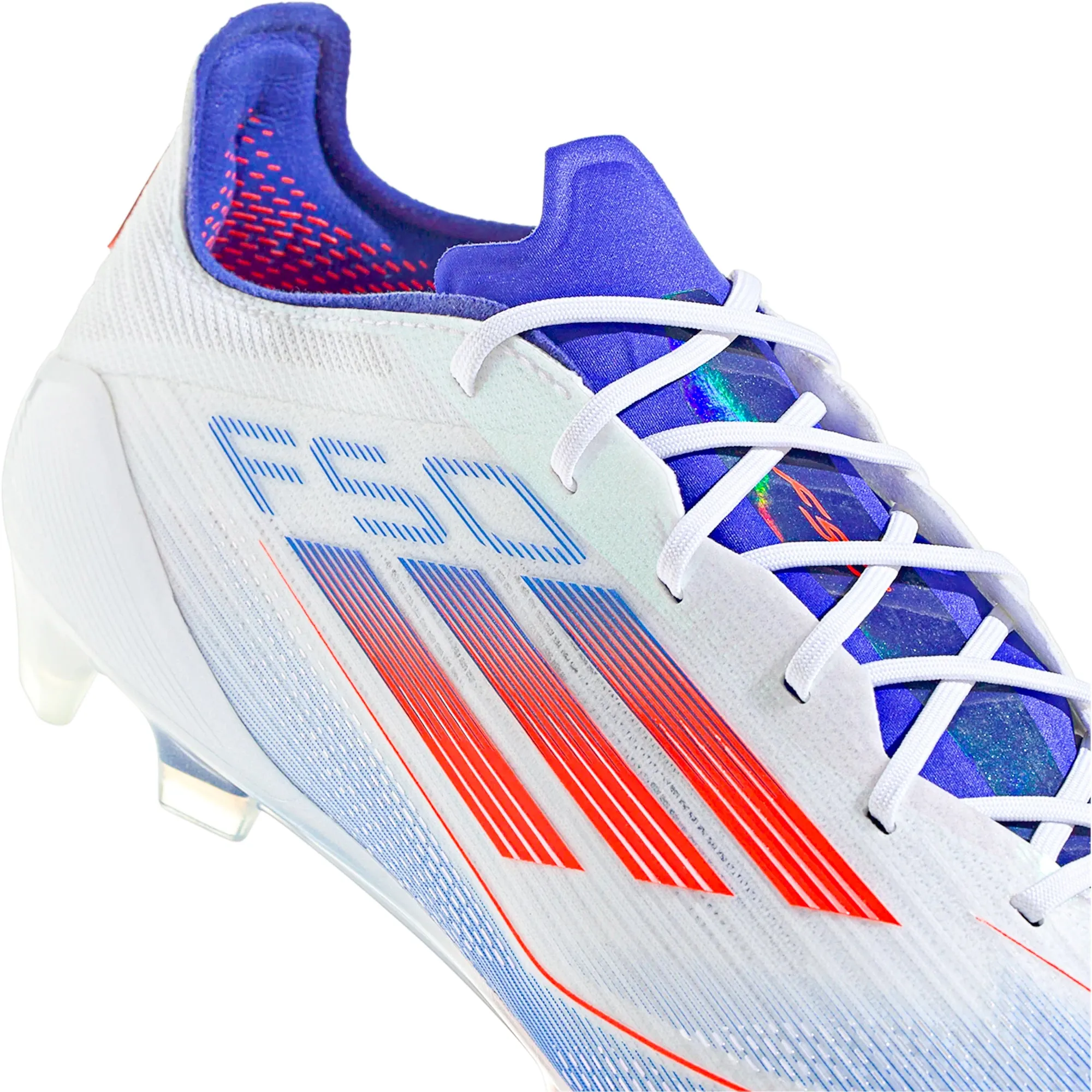 adidas F50 Elite FG Soccer Cleats (White/Solar Red/Lucid Blue) Heel Support