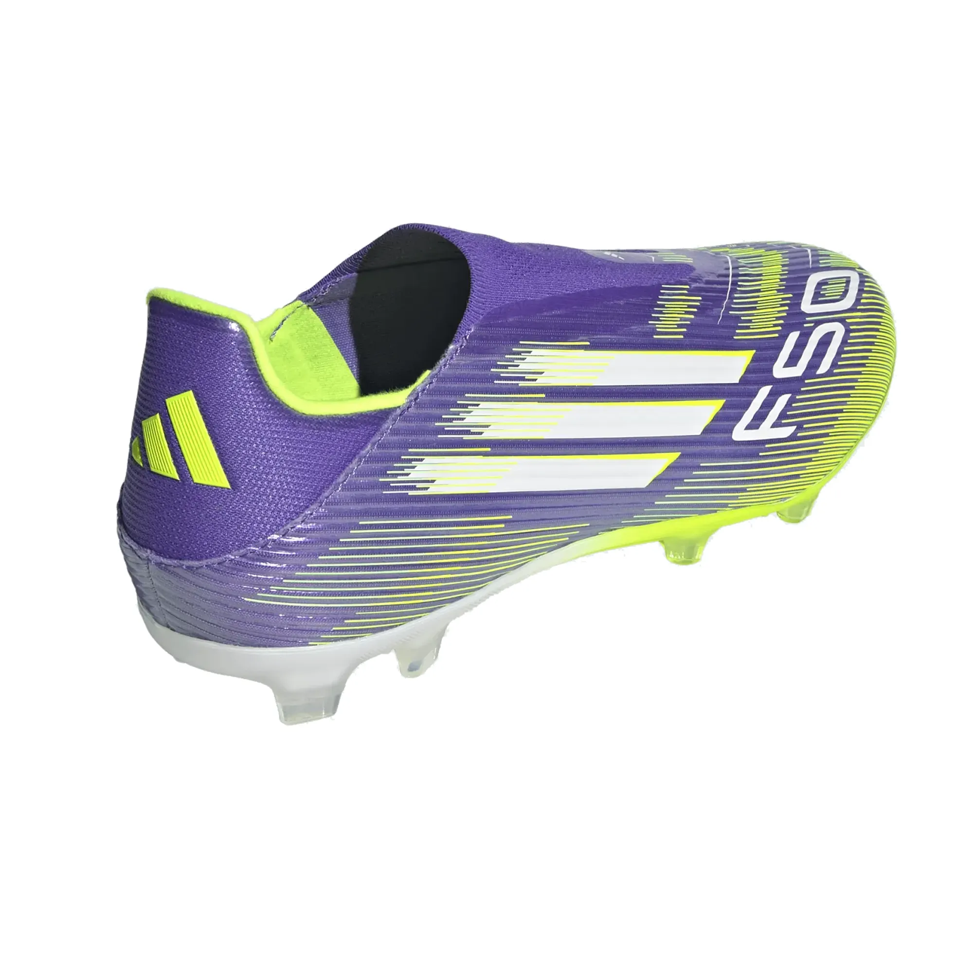 adidas F50 League Laceless FG/MG Soccer Cleats (Purple Rush/Lucid Lemon) Adaptive Sole Game Spirit