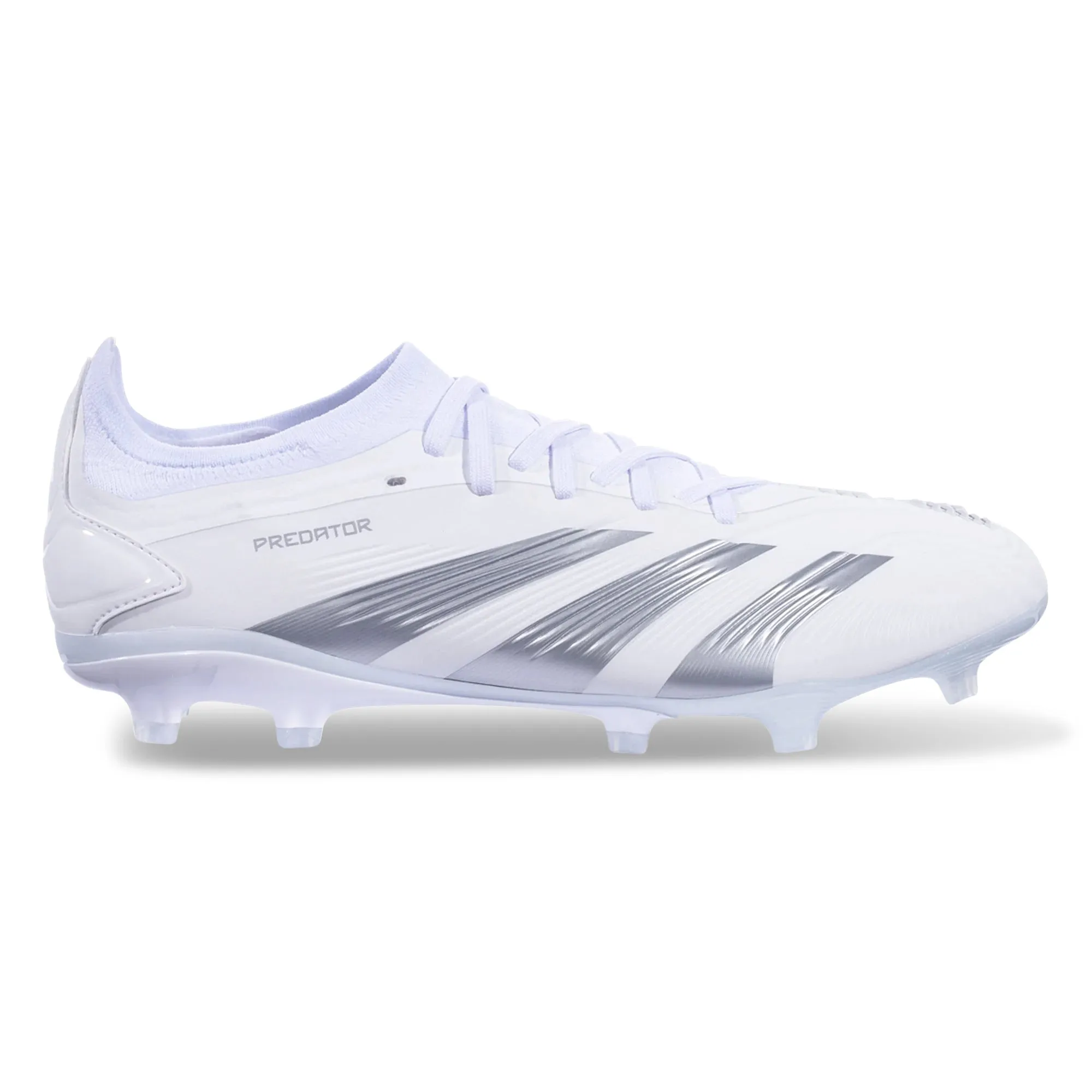 adidas Predator Pro Firm Ground Soccer Cleats (White/Metallic Silver) Turf Grip