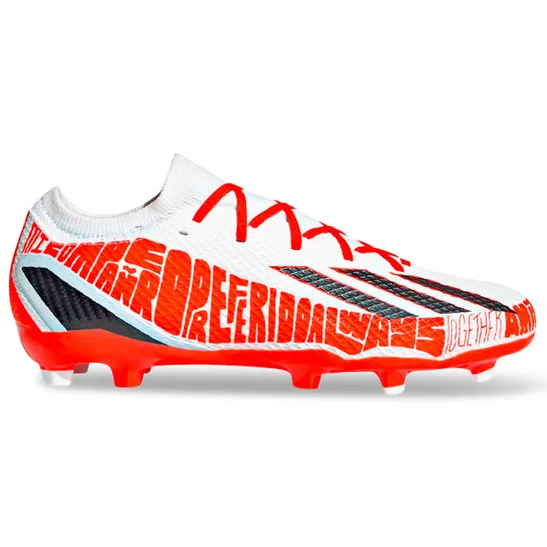 adidas X Speedportal Messi.3 Firm Ground Soccer Cleats (Core White/Solar Red) Stable Build