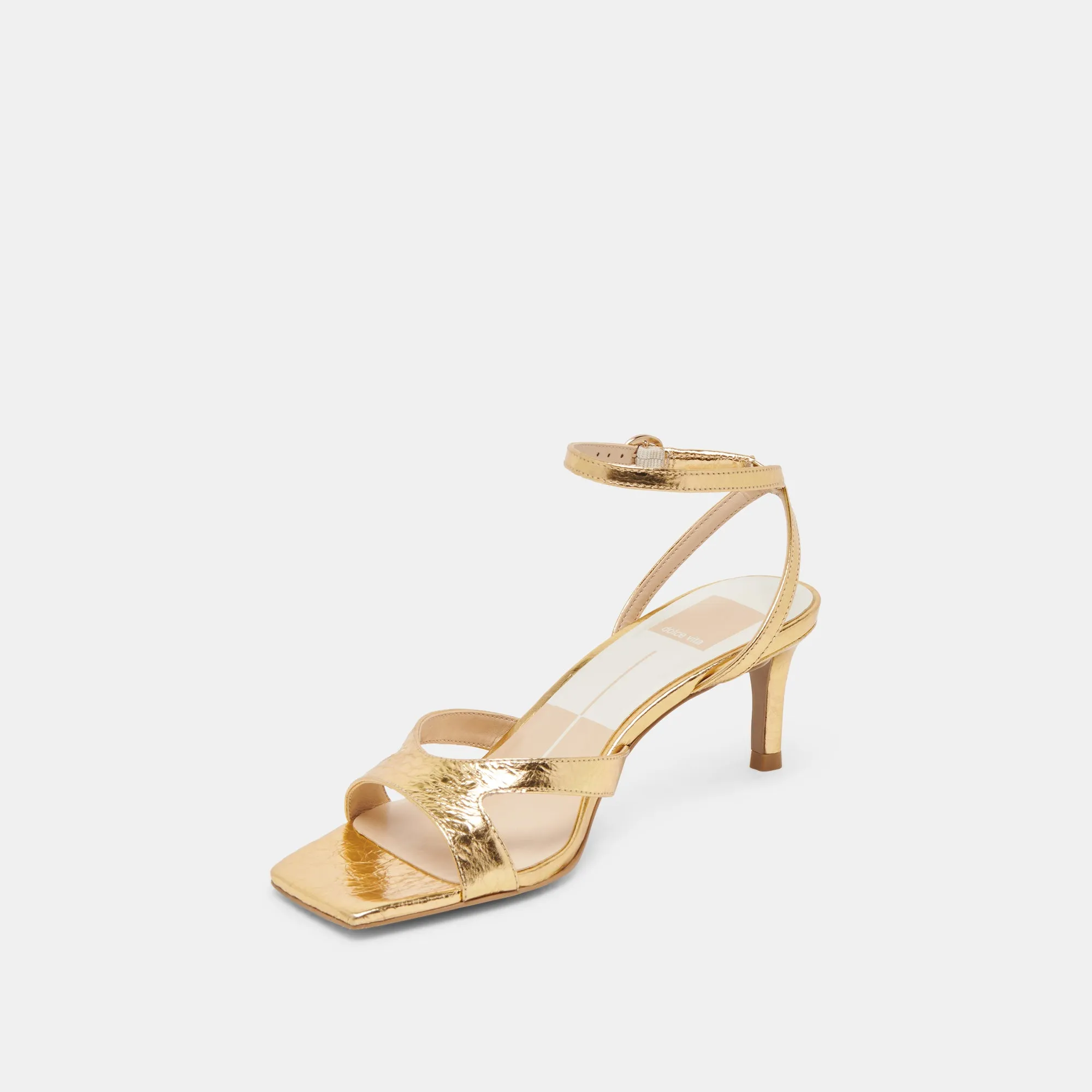 BECKI HEELS GOLD DISTRESSED LEATHER Open Toe Heels