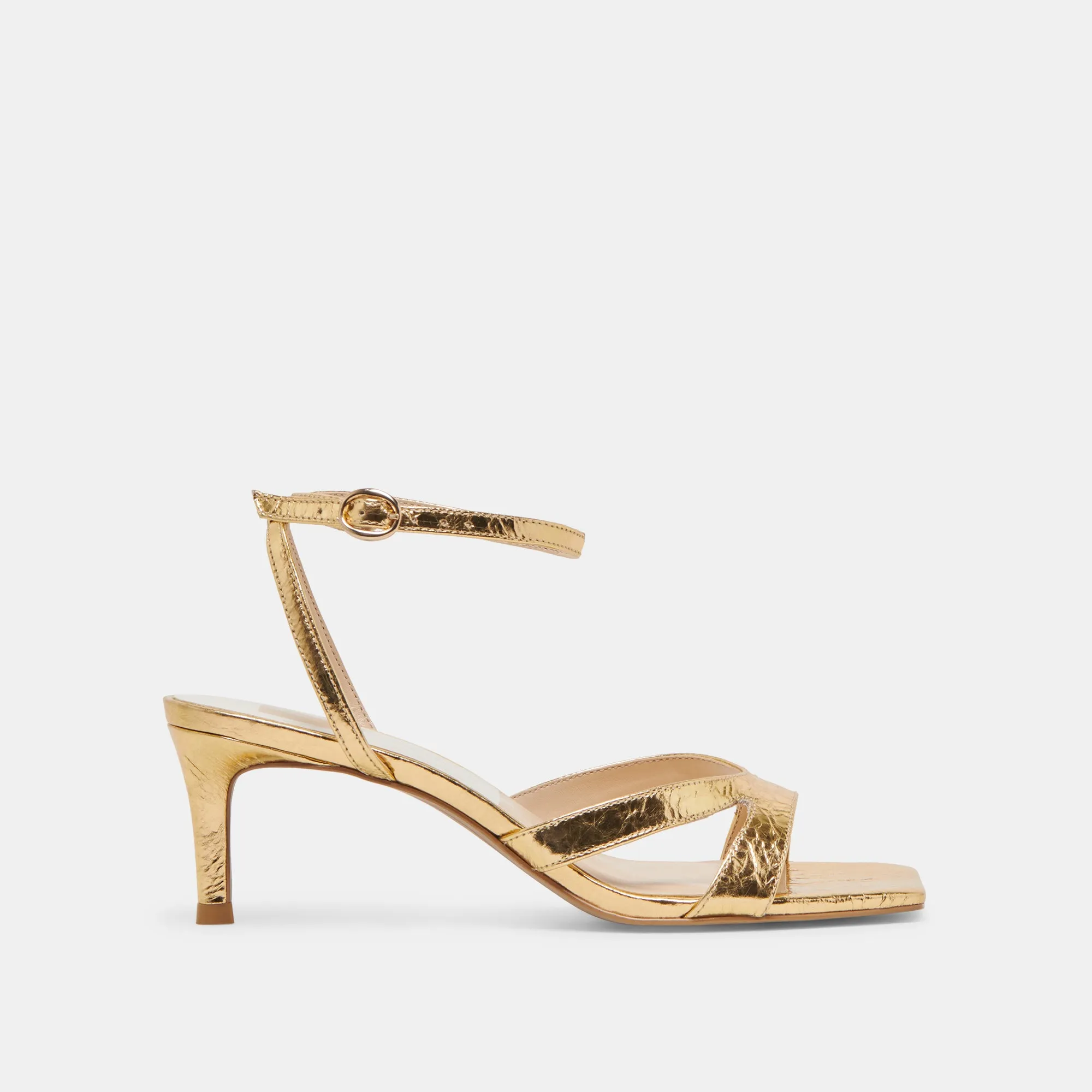 Sleek Leather Pumps Elegant Platform Sandals BECKI HEELS GOLD DISTRESSED LEATHER