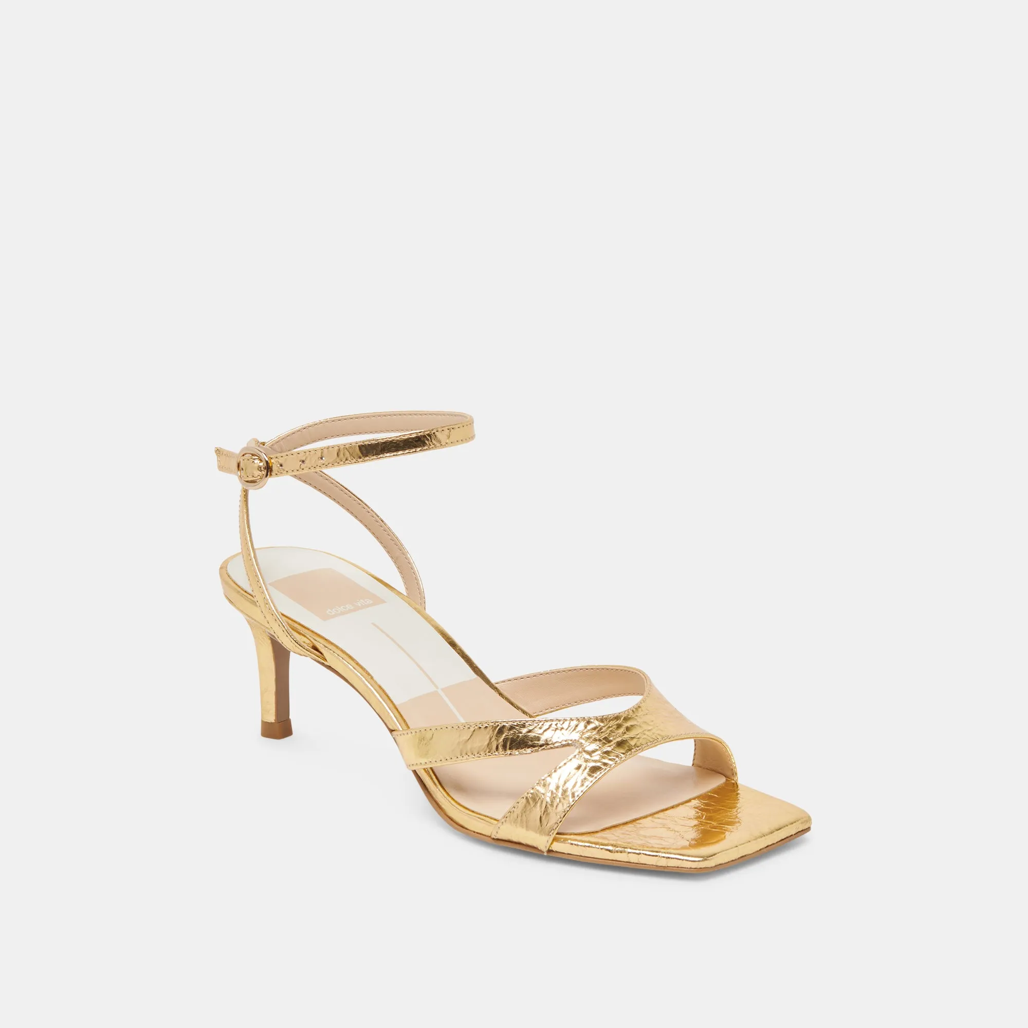 BECKI HEELS GOLD DISTRESSED LEATHER Glam Heeled Sandals