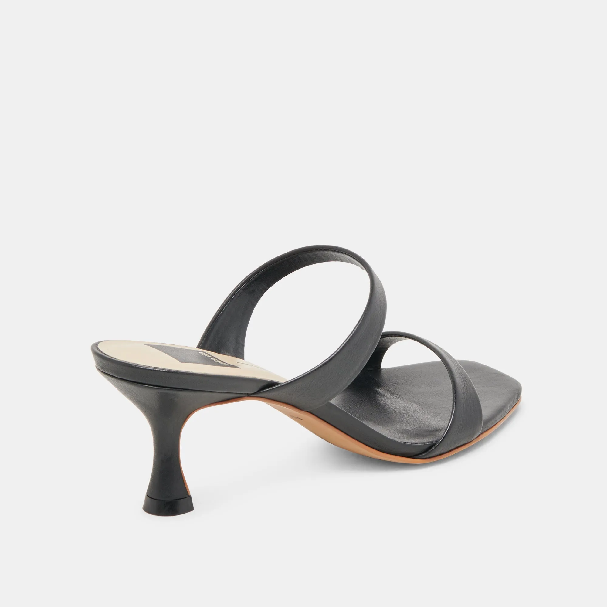 Comfort Fit Peep Toe Leather Pumps GENORA WIDE HEELS BLACK LEATHER