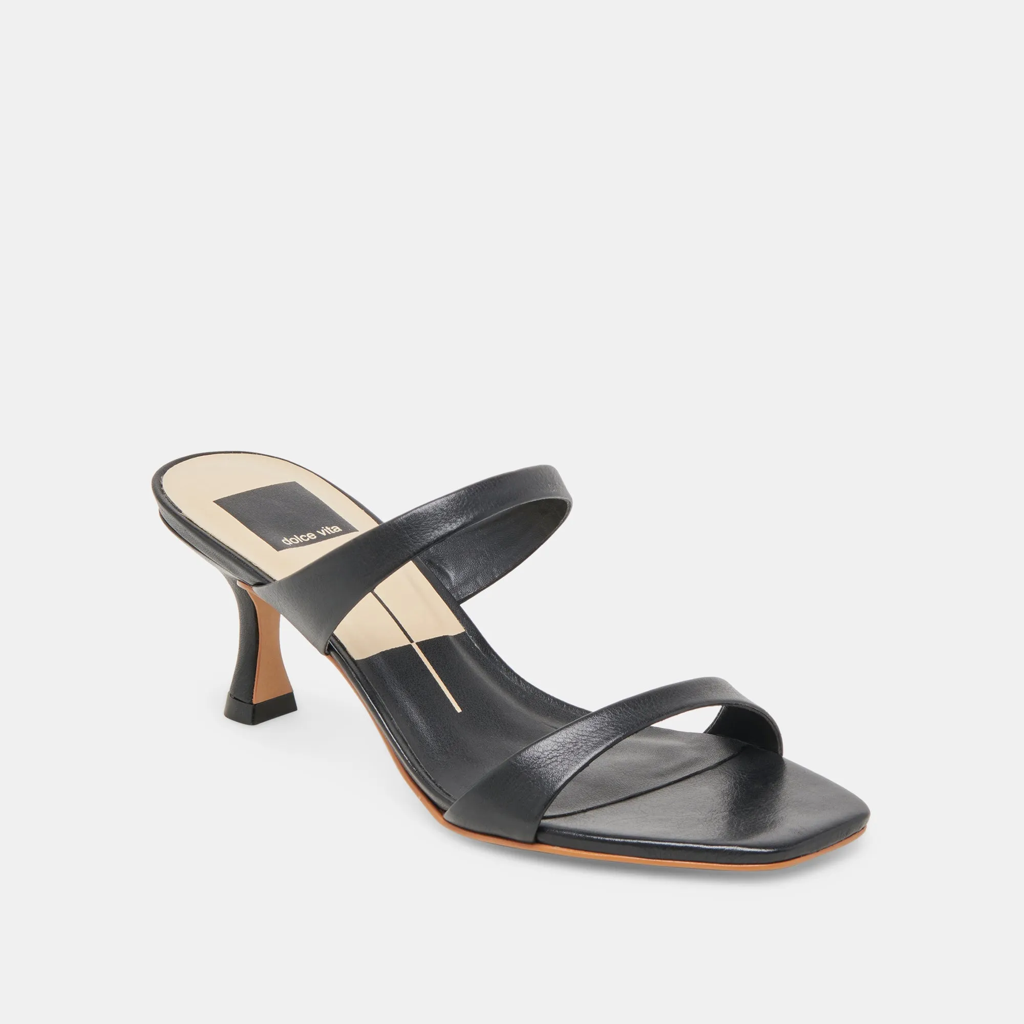 Bold Heel Boots Traction pattern GENORA WIDE HEELS BLACK LEATHER