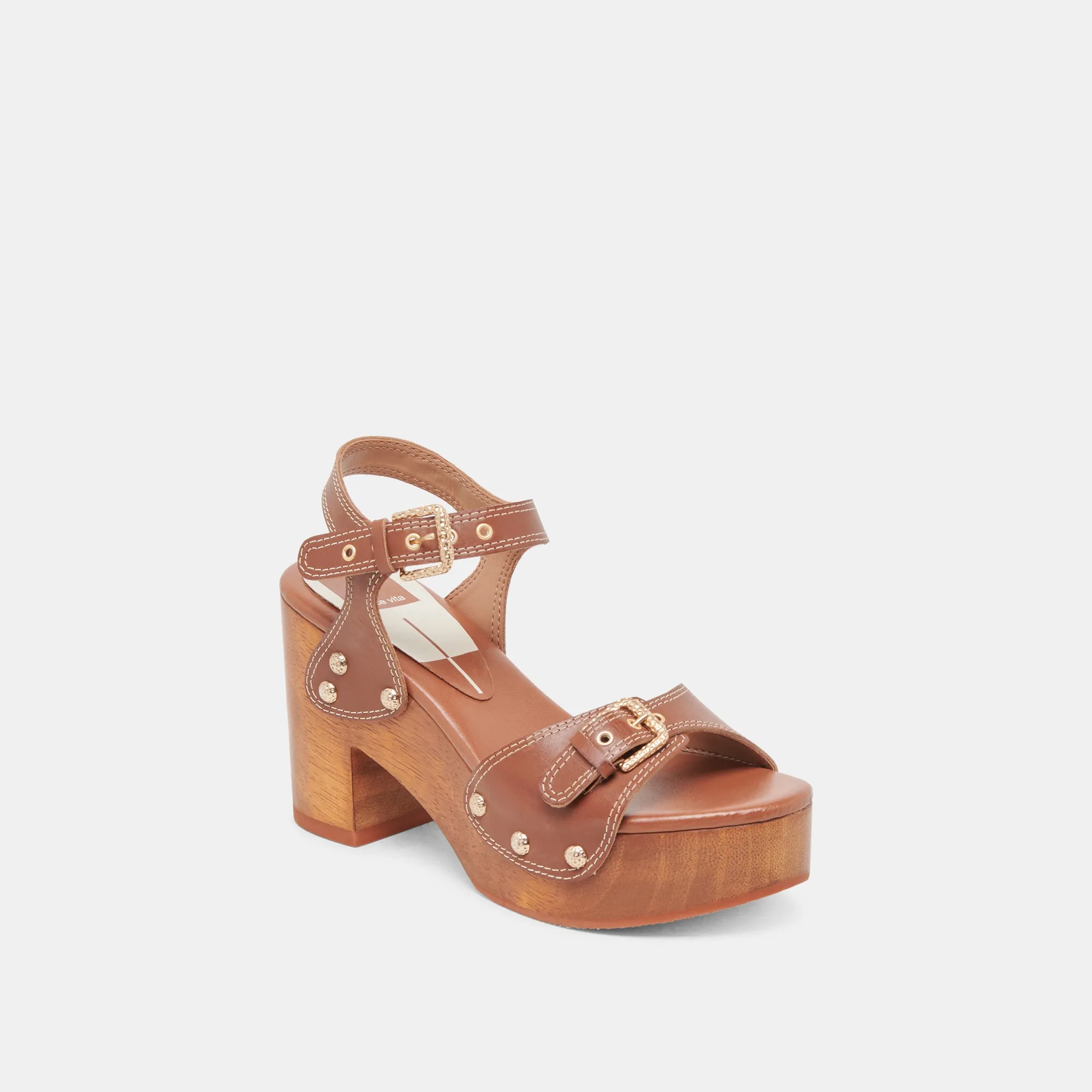 YANDY HEELS COGNAC LEATHER Satin Pumps Casual Wedding Heels