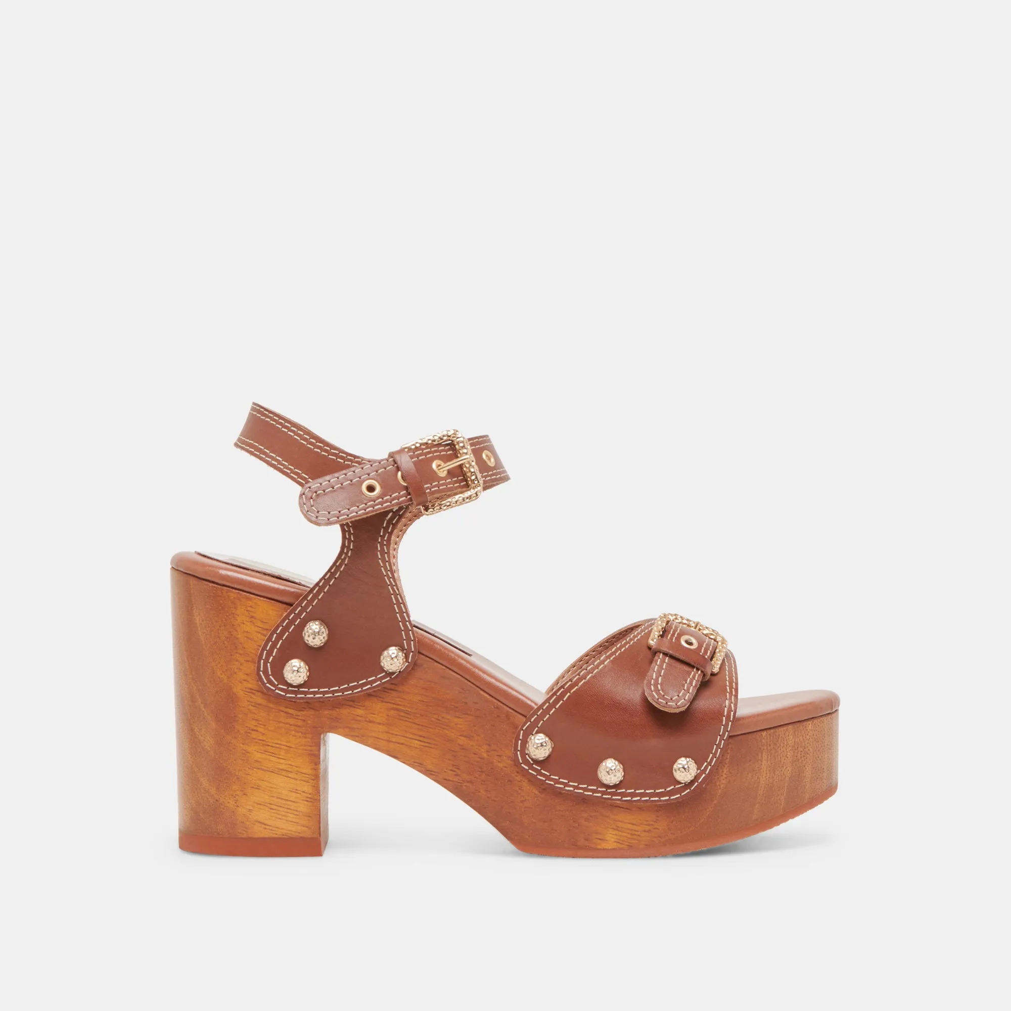 YANDY HEELS COGNAC LEATHER Mesh Upper Chic Heeled Booties