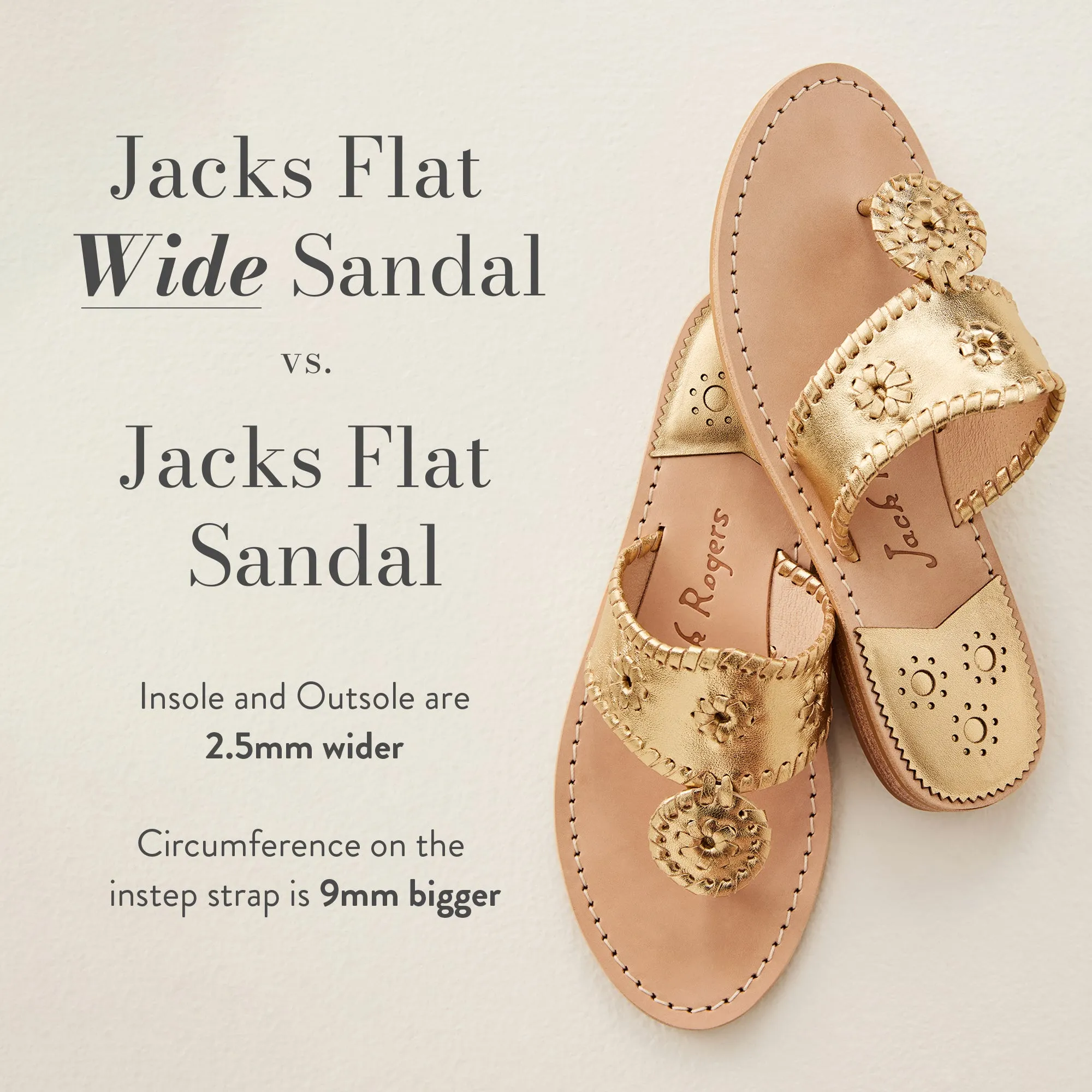 Jacks Wide Width Leather Flat Sandal Stone Glam