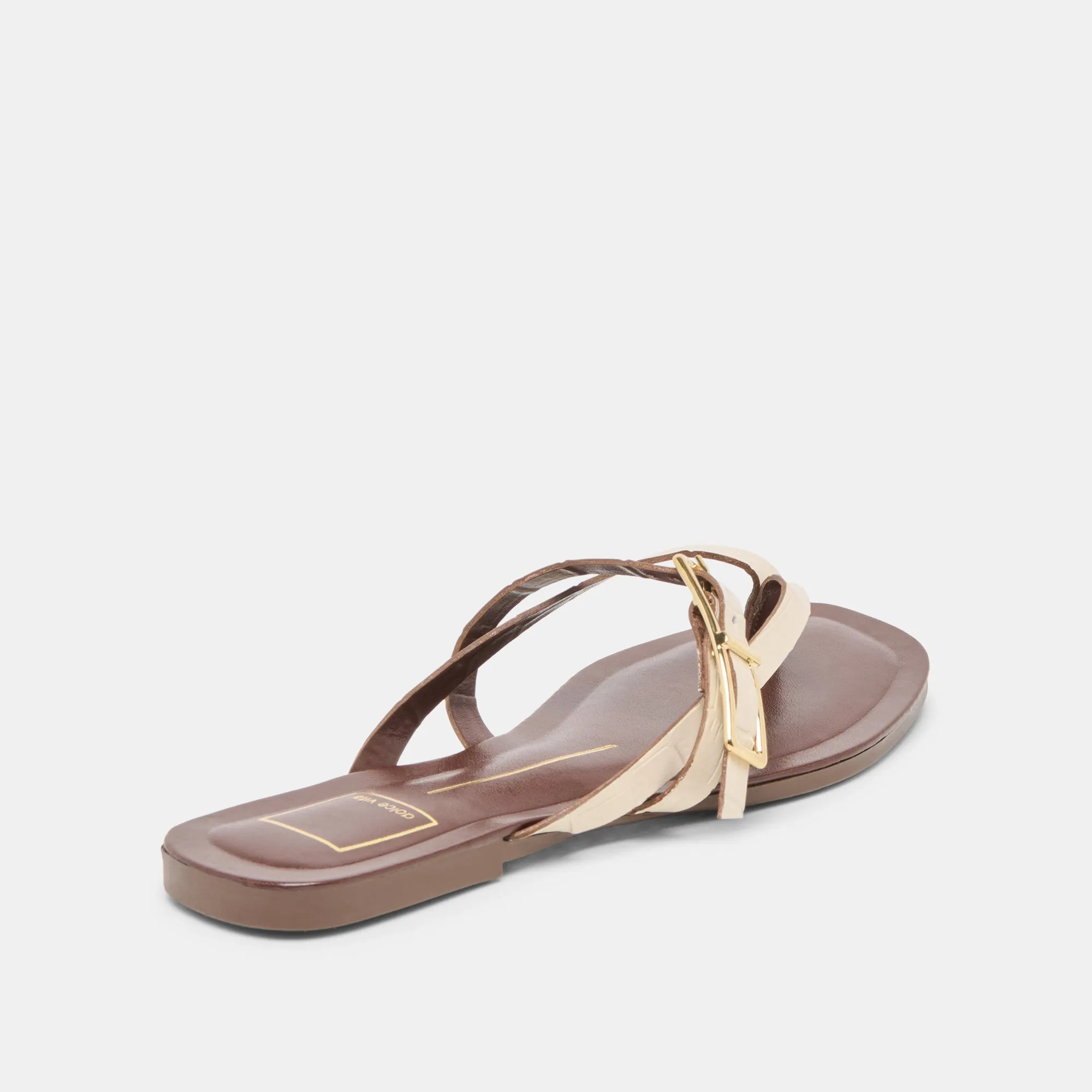 Easy Travel Versatile Style PIERS SANDALS BEIGE CROCO EMBOSSED LEATHER