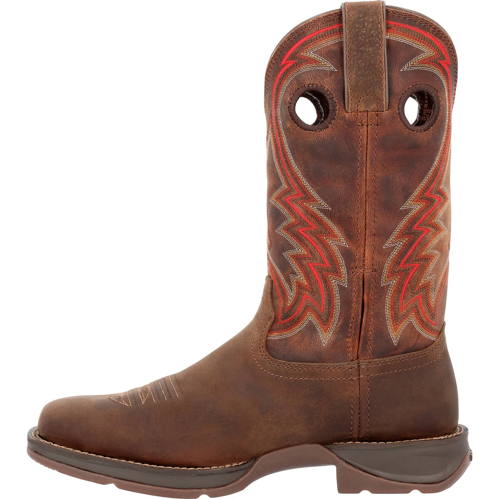 Durango Rebel DDB0393 Mens Brown Wide Leather Slip On Cowboy Western Boots Easy Fit Smooth Texture