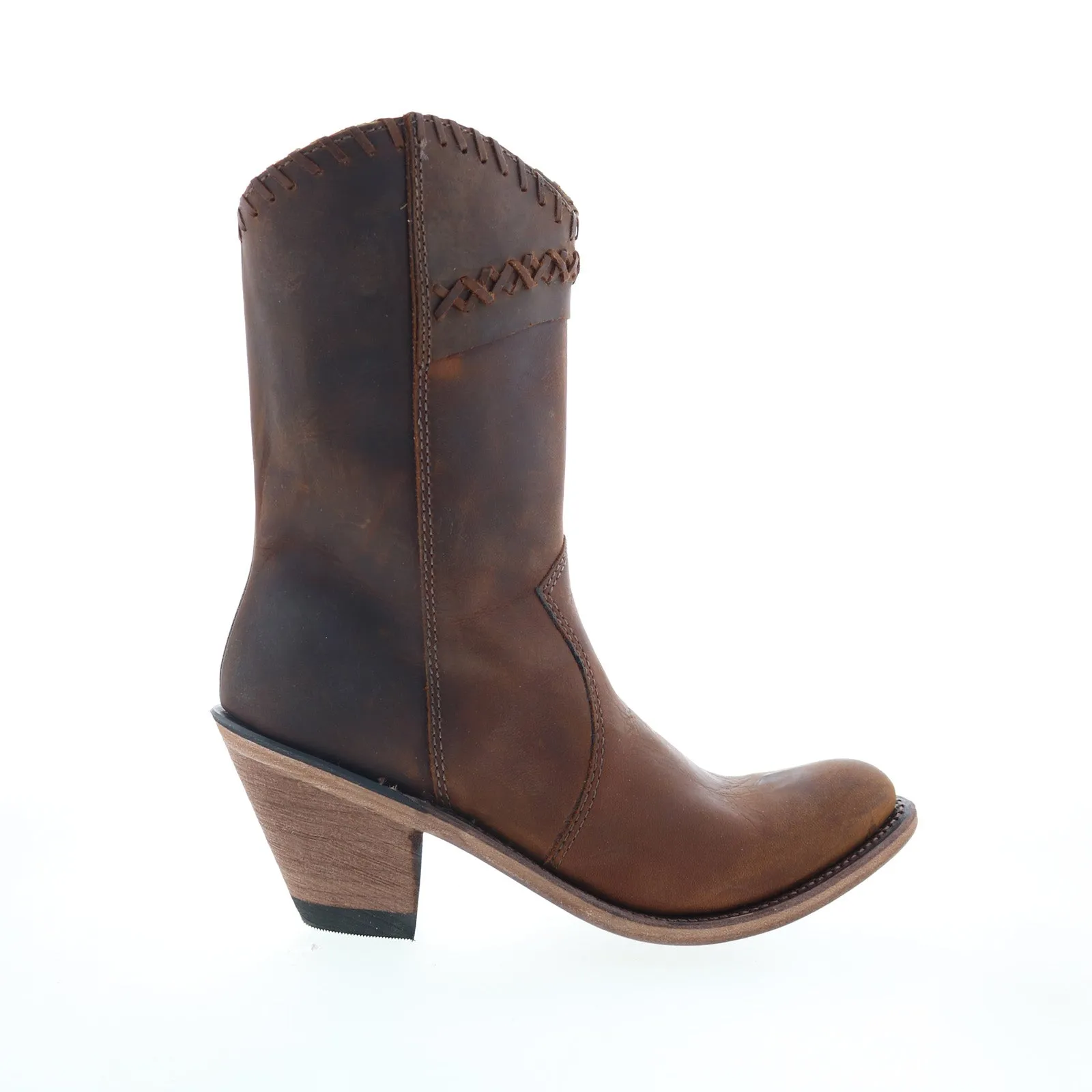 Jama Old West Snip Toe 18154 Womens Brown Leather Zipper Western Boots Lined interior Climate Friendly
