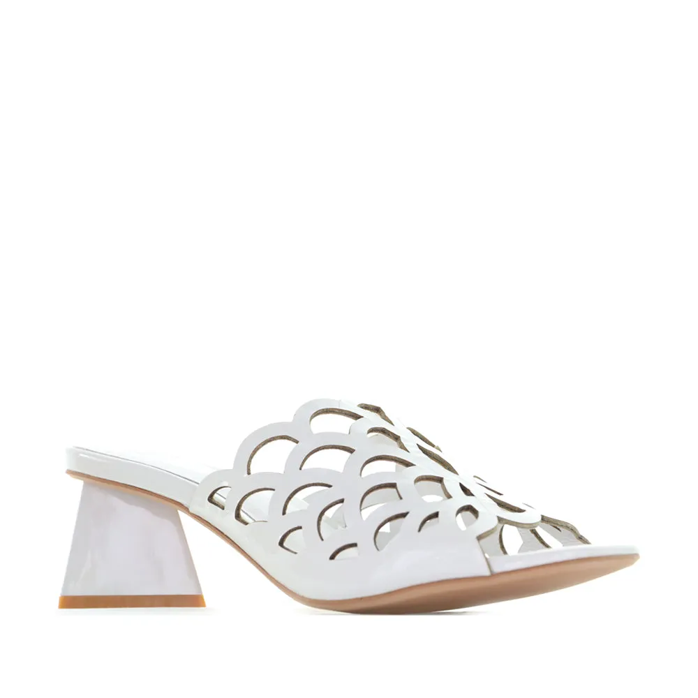 DJANGO & JULIETTE ILESAT WHITE PATENT Boho Wedding Heels Smart Office Shoes