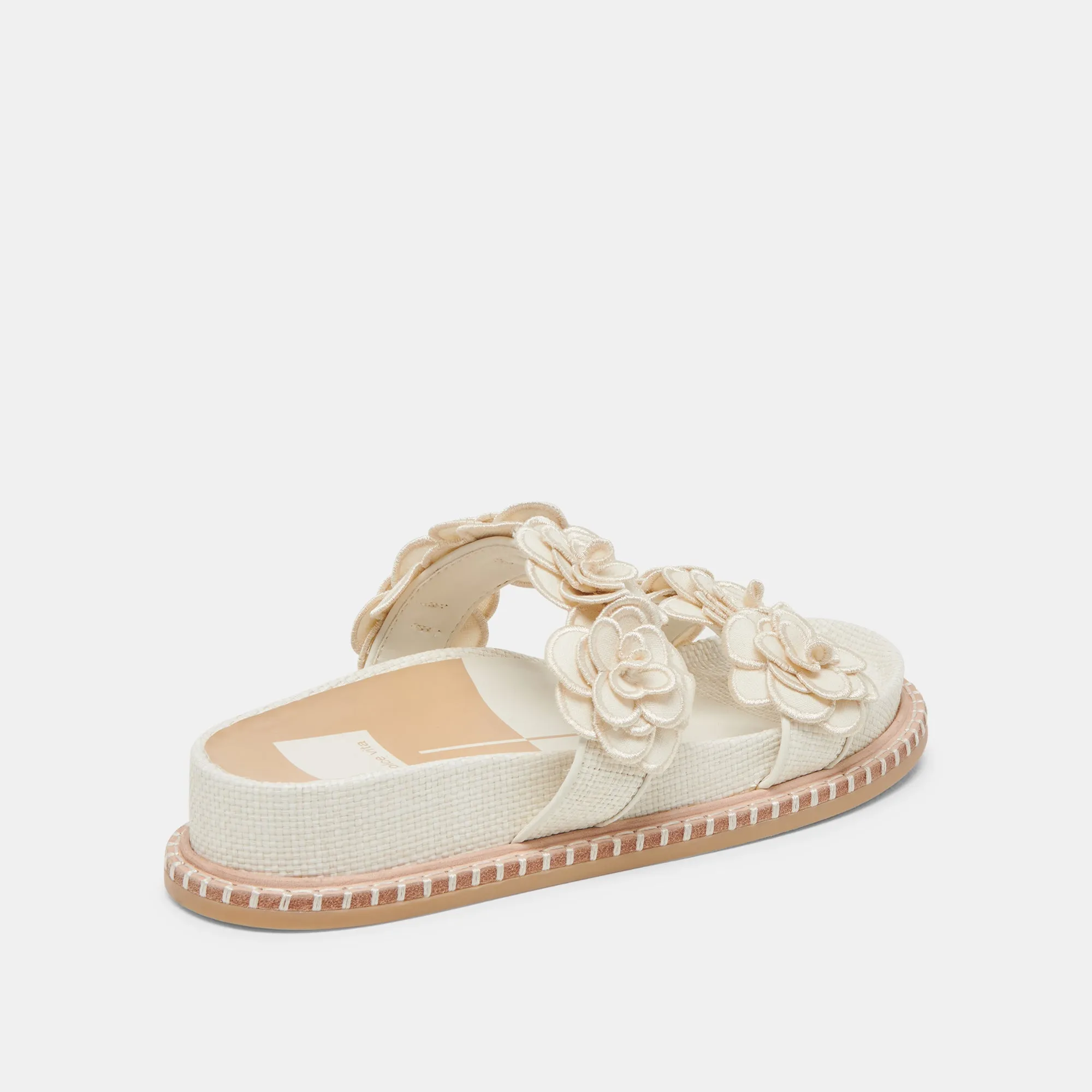 SHERLA SANDALS WHITE RAFFIA Open Front Adjustable Comfort