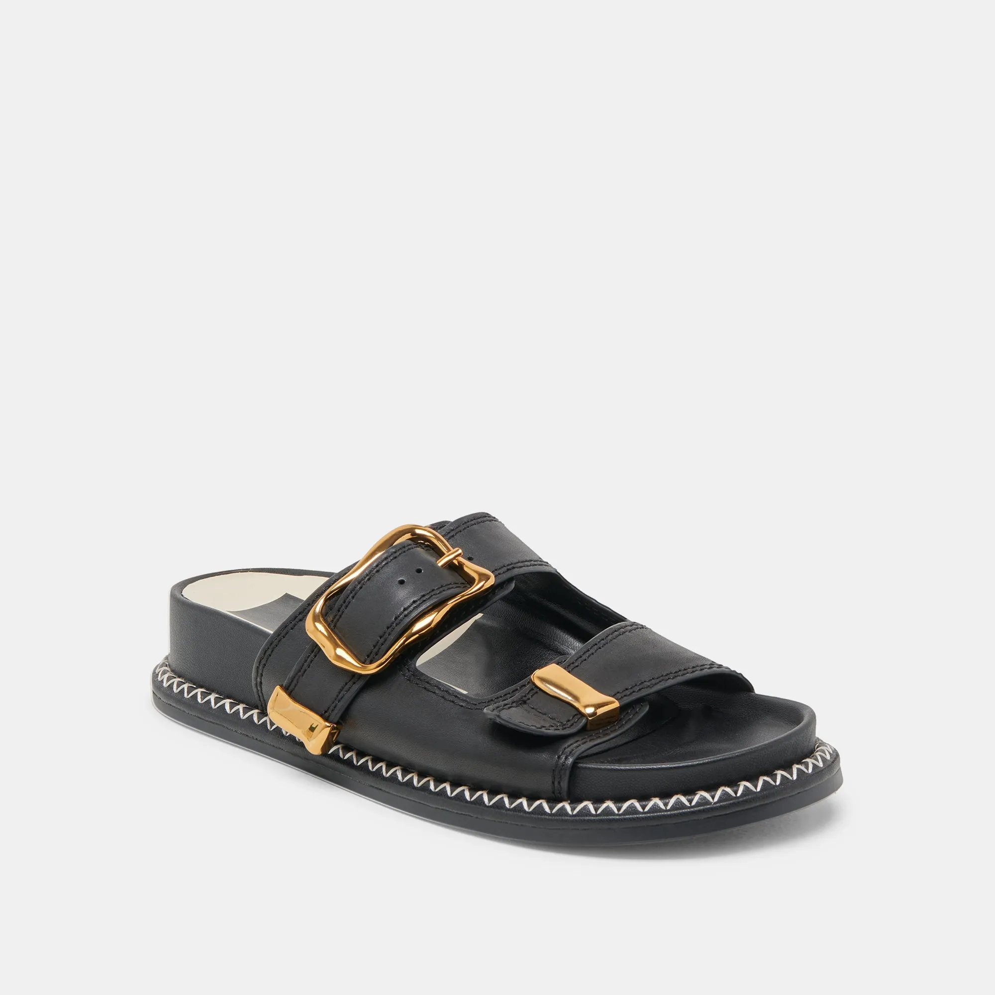 Adjustable Fit Pool Day SEVANA SANDALS BLACK LEATHER