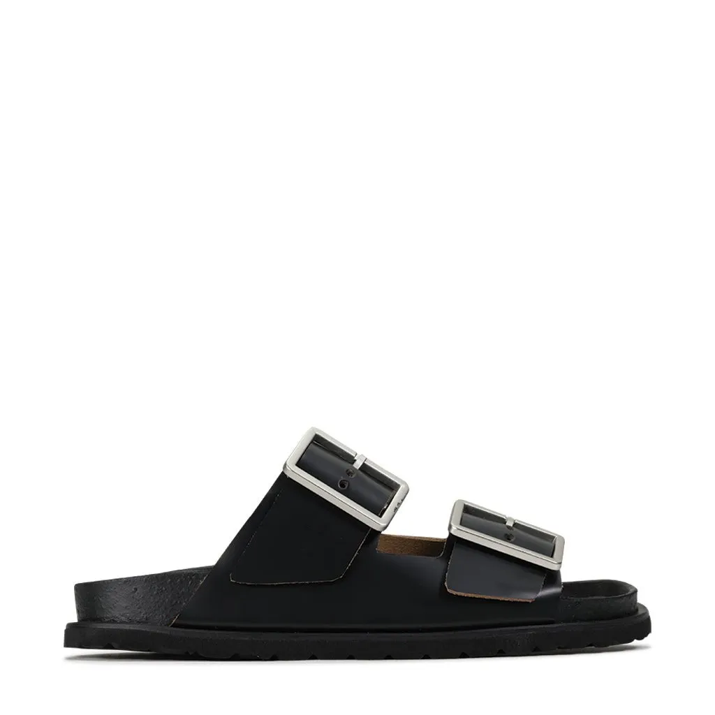 funky Padded cushioning FLOREN LEATHER SLIDE SANDALS
