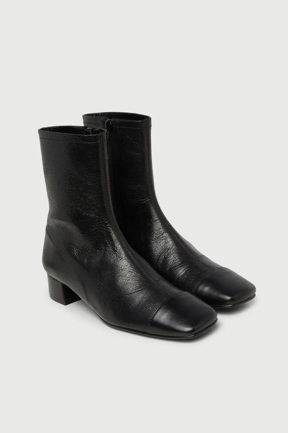 Adventure Driven Laurie Ankle Boot in Black Metallic Leather
