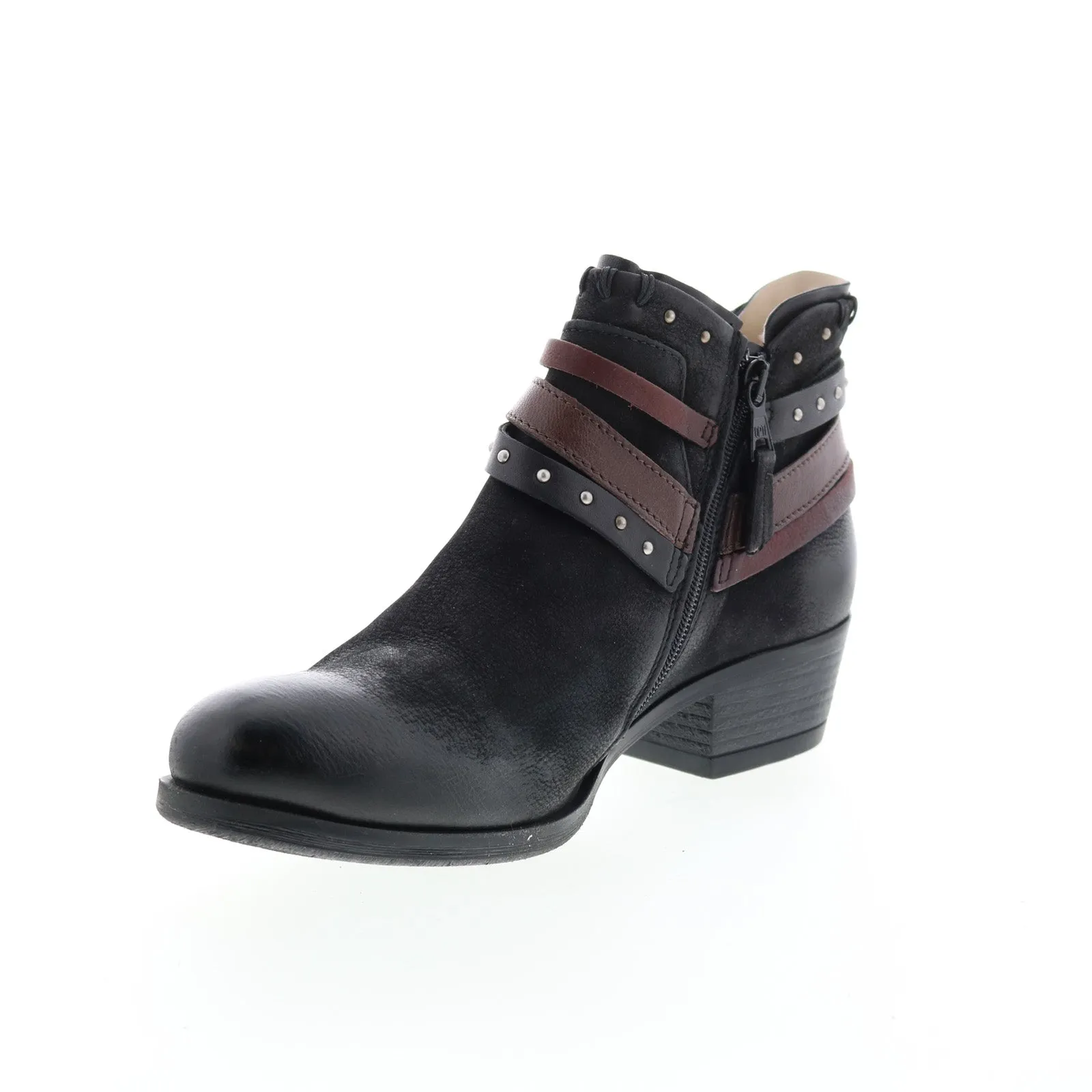 Miz Mooz Booker 111265 Womens Black Leather Zipper Ankle & Booties Boots Lightweight Wear All-Purpose Style