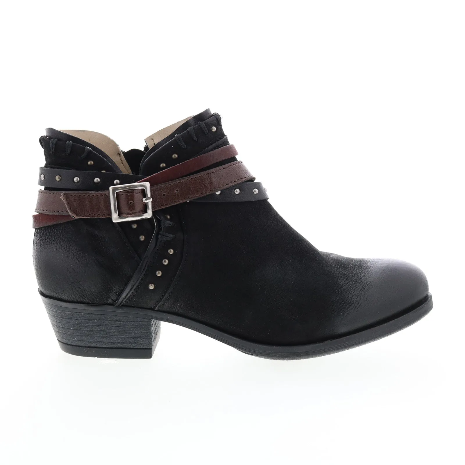 Comfortable Stability Miz Mooz Booker 111265 Womens Black Leather Zipper Ankle & Booties Boots