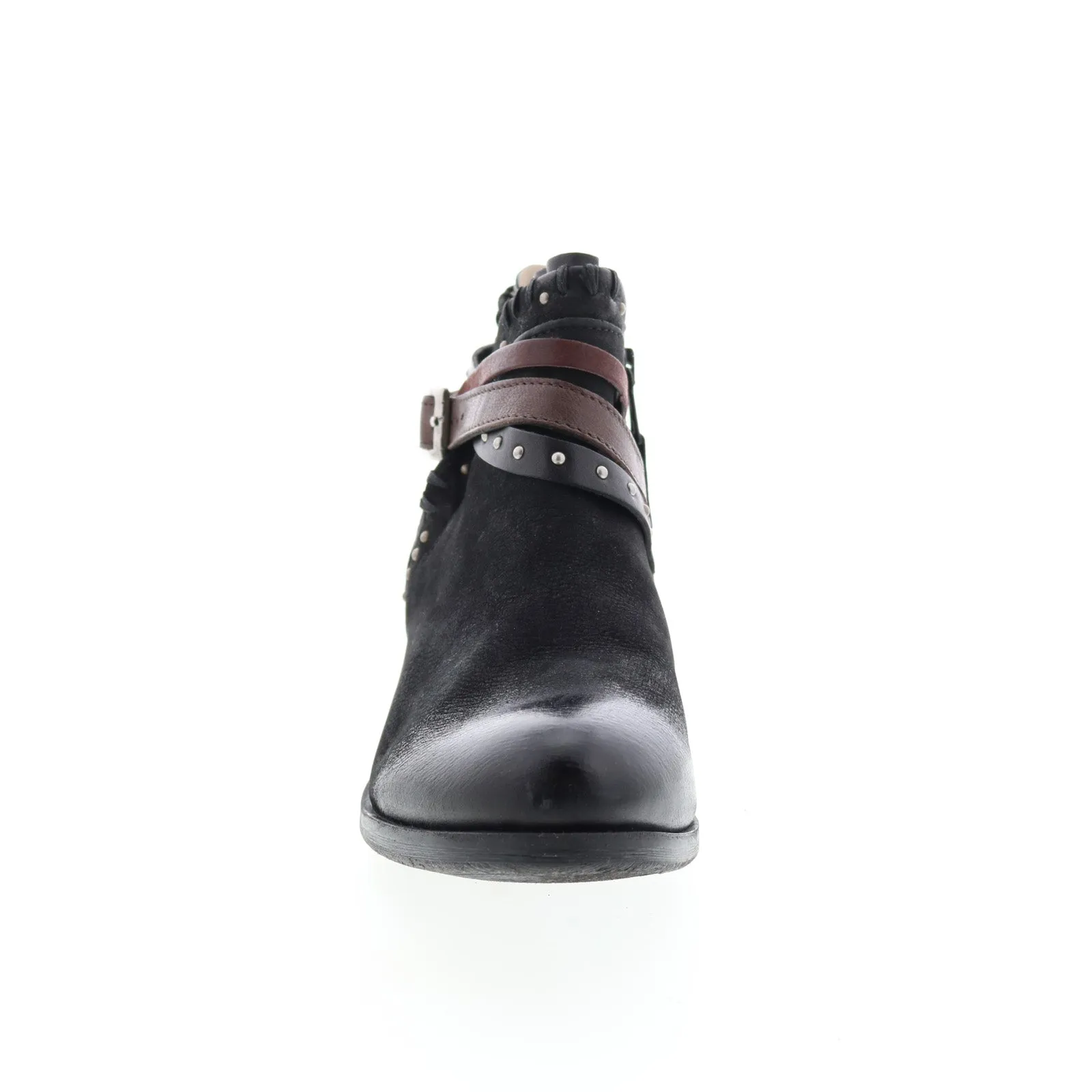 Miz Mooz Booker 111265 Womens Black Leather Zipper Ankle & Booties Boots Wide toe box Stable Fit