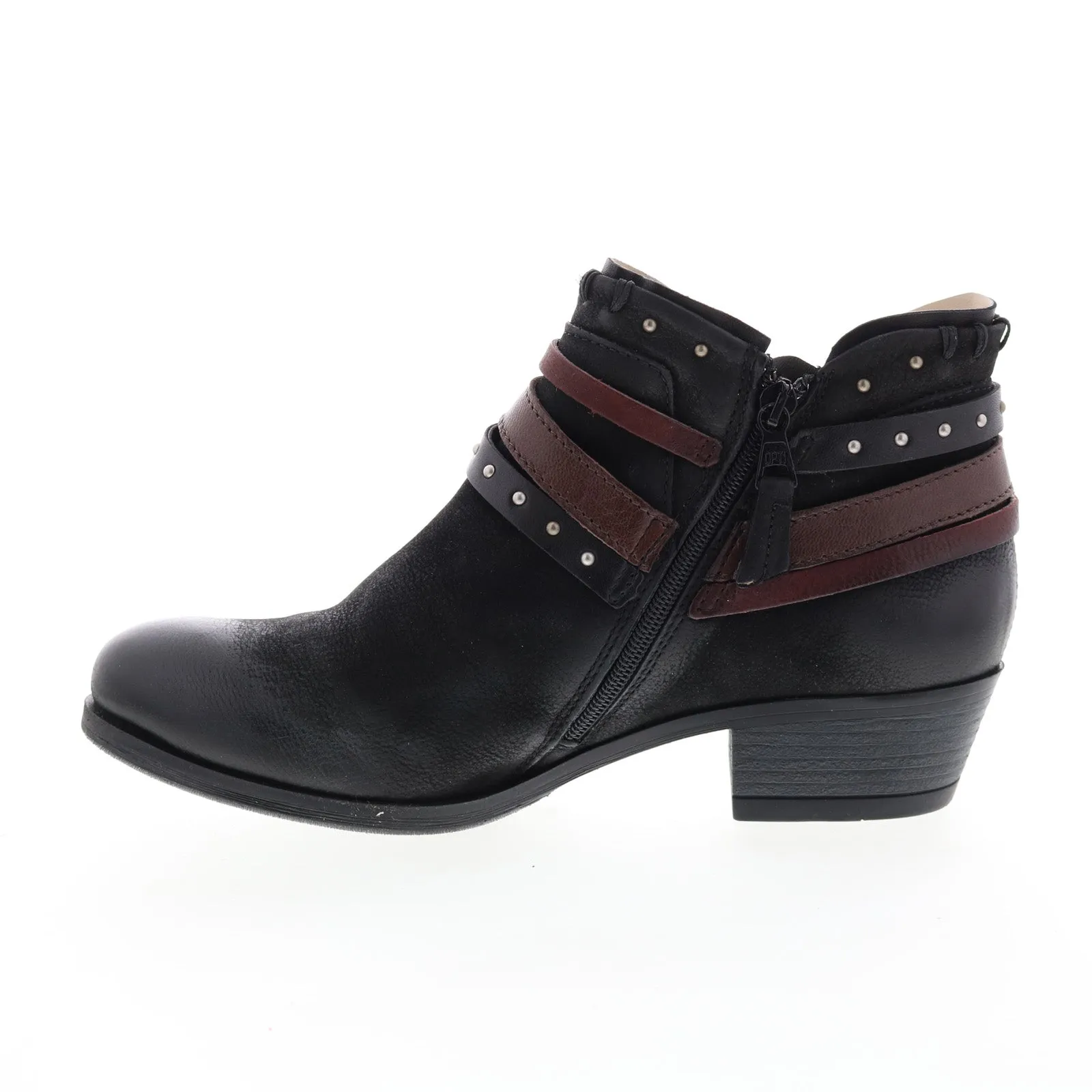 Miz Mooz Booker 111265 Womens Black Leather Zipper Ankle & Booties Boots Rugged Design