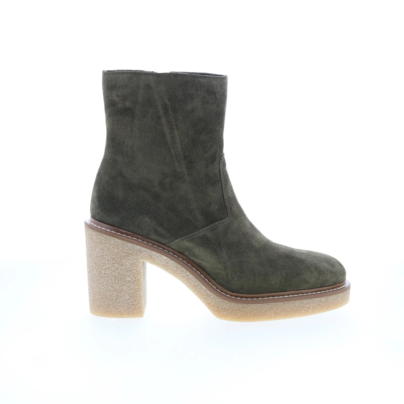 Office Worker Clarks Colden Up 26175881 Womens Green Suede Zipper Ankle & Booties Boots