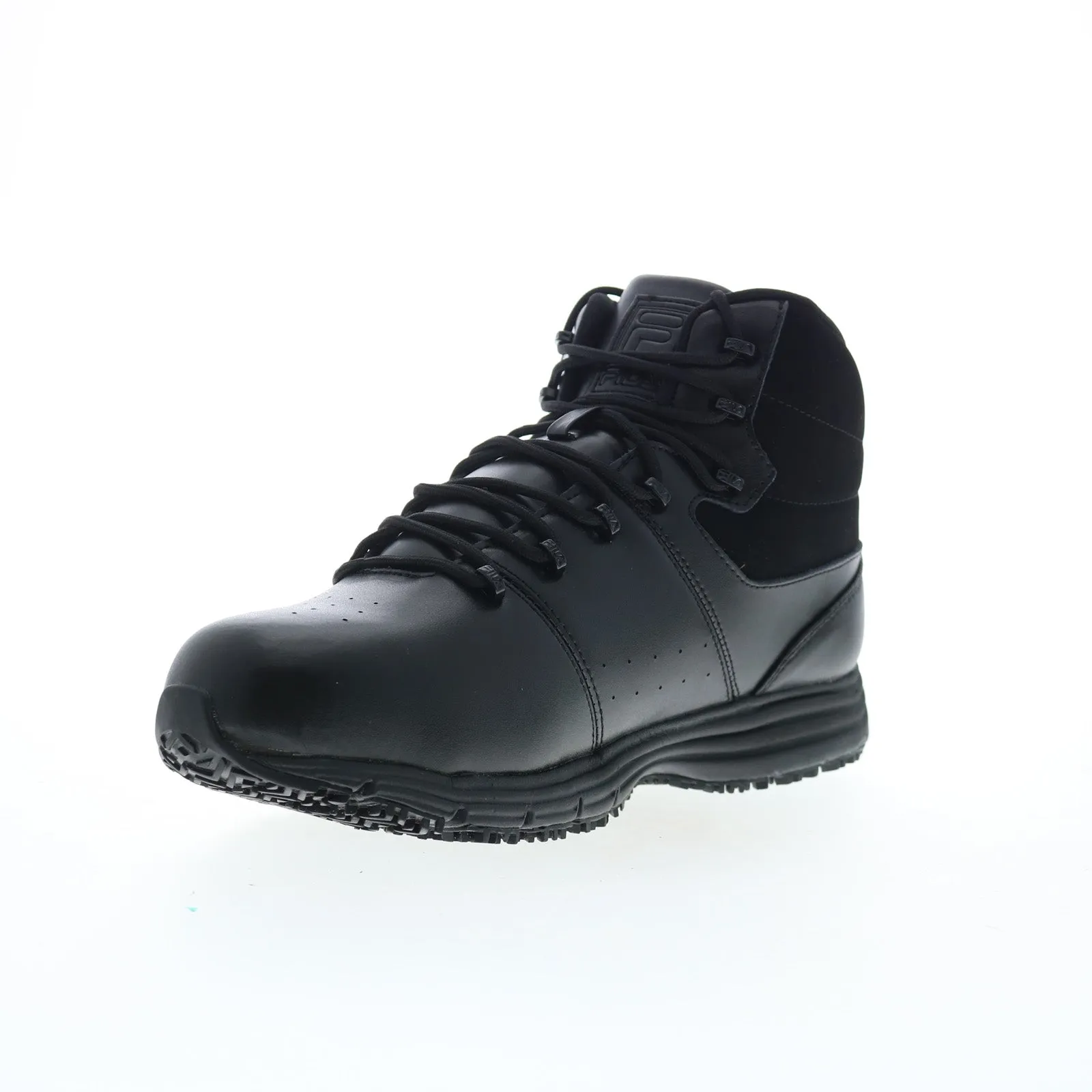 Metallic Accent Tear-resistant Fila Memory Breach Slip Resistant Steel Toe Mens Black Leather Work Boots