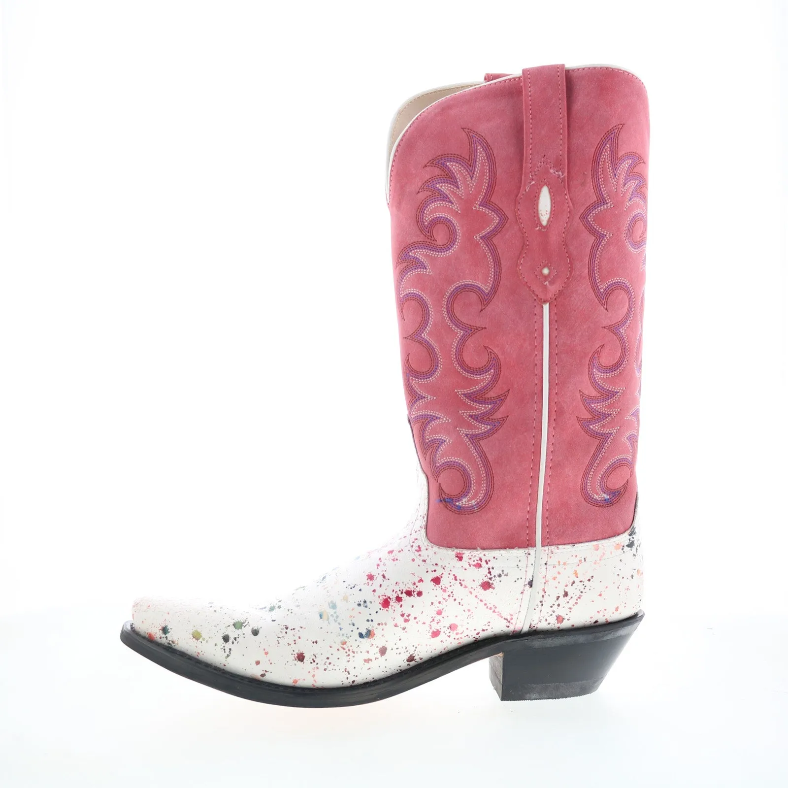 Year Round Jama Old West Snip Toe Womens White Leather Slip On Cowboy Western Boots