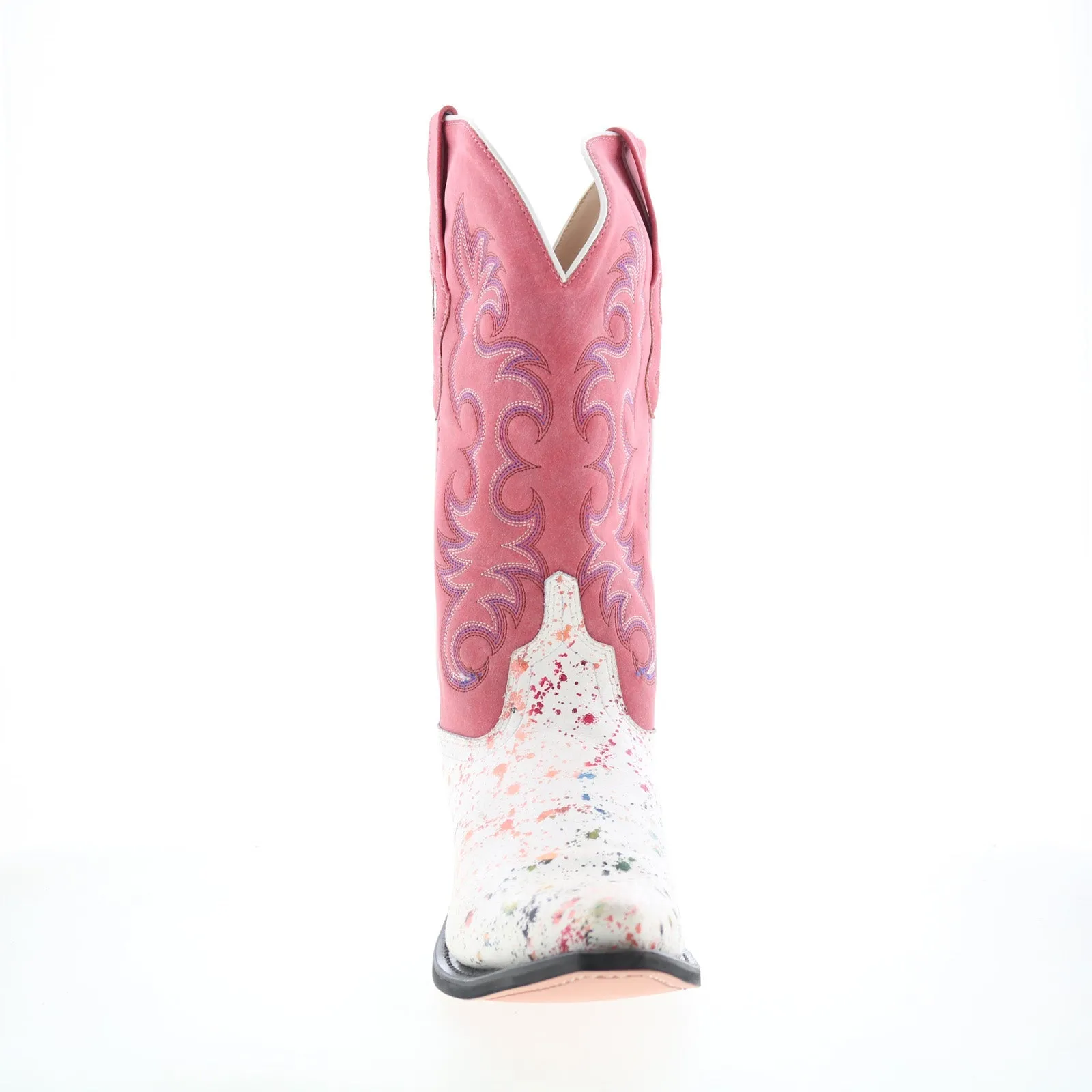 Elastic Gusset Jama Old West Snip Toe Womens White Leather Slip On Cowboy Western Boots