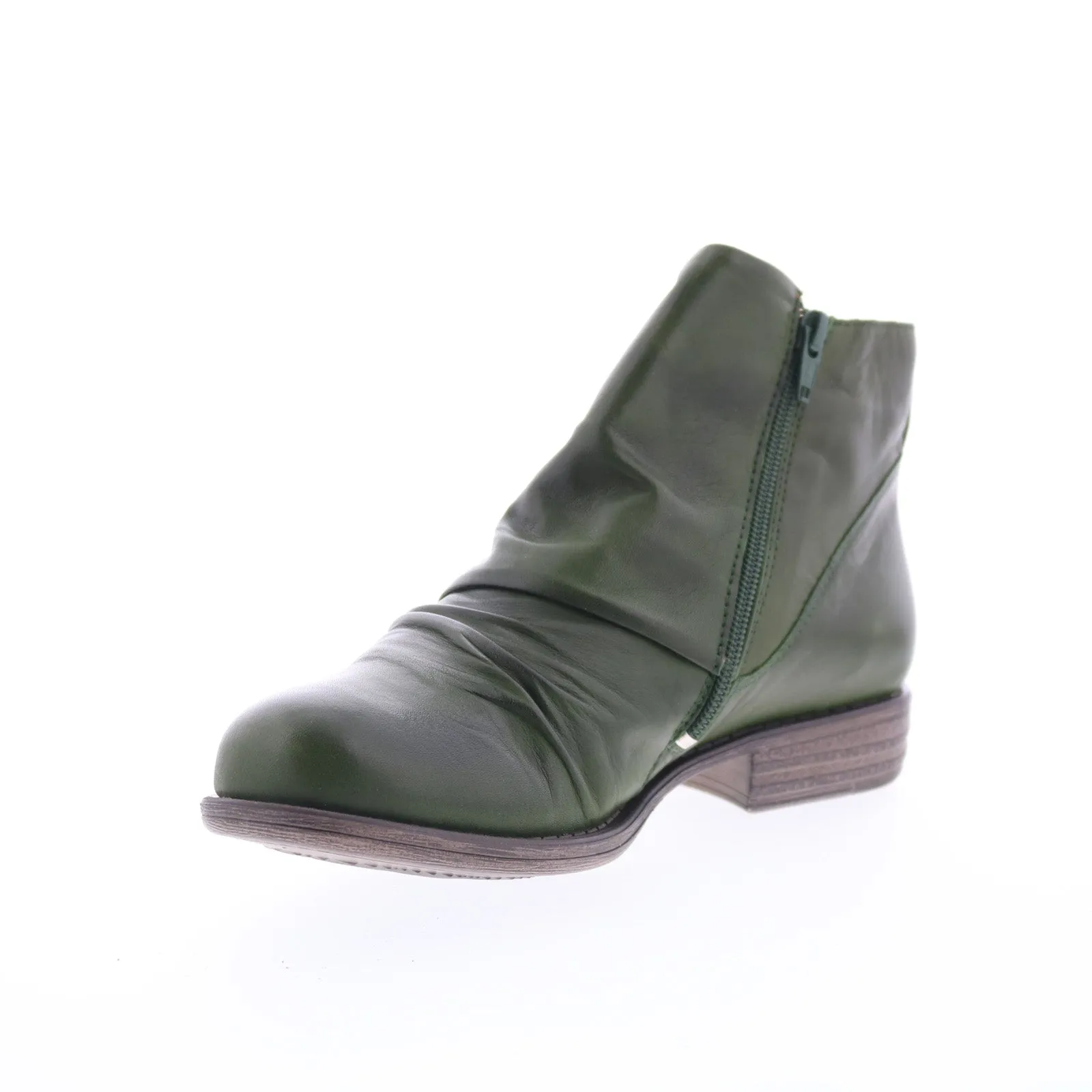 Comfort Straps Cushion Build Miz Mooz Lowe-EU Womens Green Leather Zipper Ankle & Booties Boots