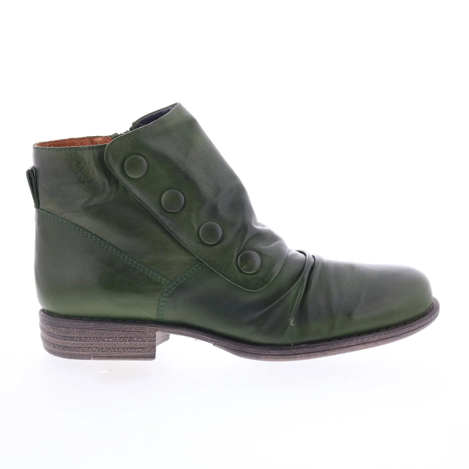 Miz Mooz Lowe-EU Womens Green Leather Zipper Ankle & Booties Boots Durable Sole