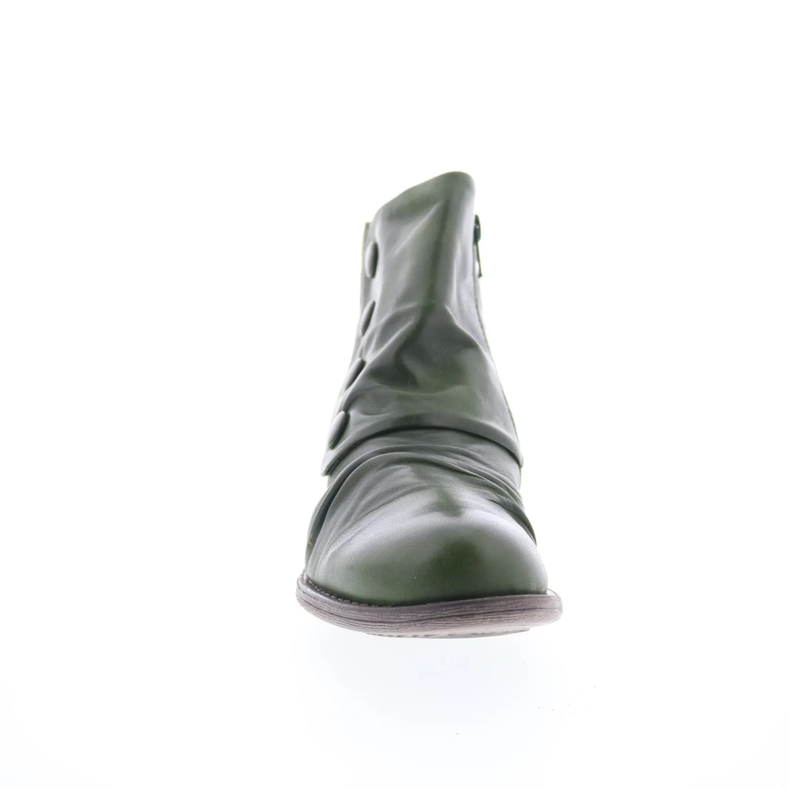 Miz Mooz Lowe-EU Womens Green Leather Zipper Ankle & Booties Boots Easy Layer Built Tough