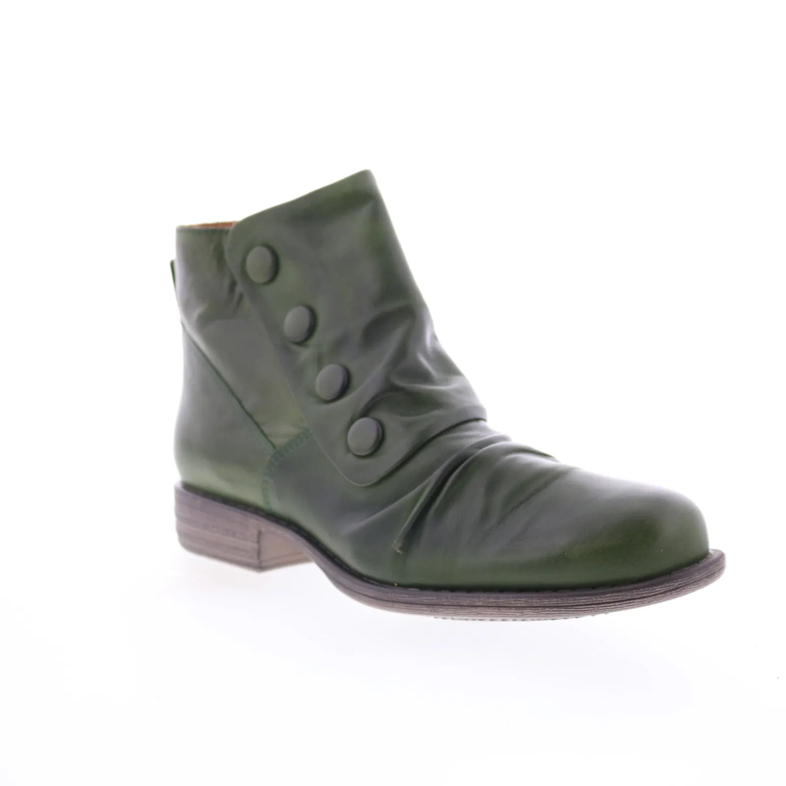 Miz Mooz Lowe-EU Womens Green Leather Zipper Ankle & Booties Boots Shockproof Trail Strength