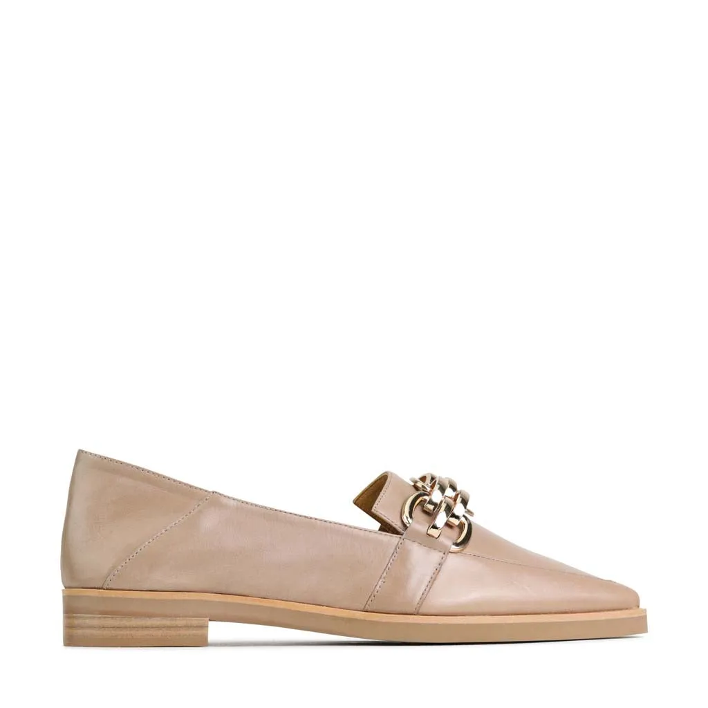 Padded Design Fashionable ESTELLE  LEATHER LOW HEEL LOAFERS
