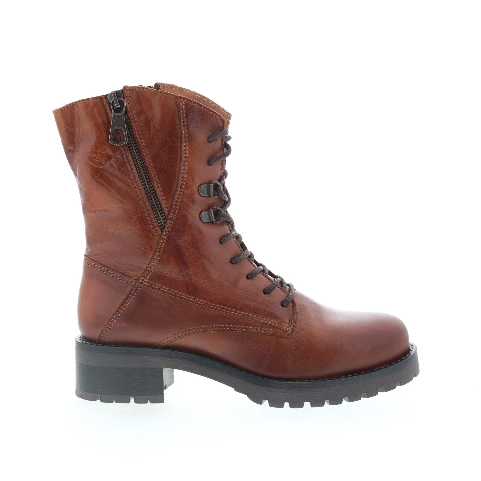 Coffee Shop Miz Mooz Pandora Womens Brown Leather Lace Up Casual Dress Boots