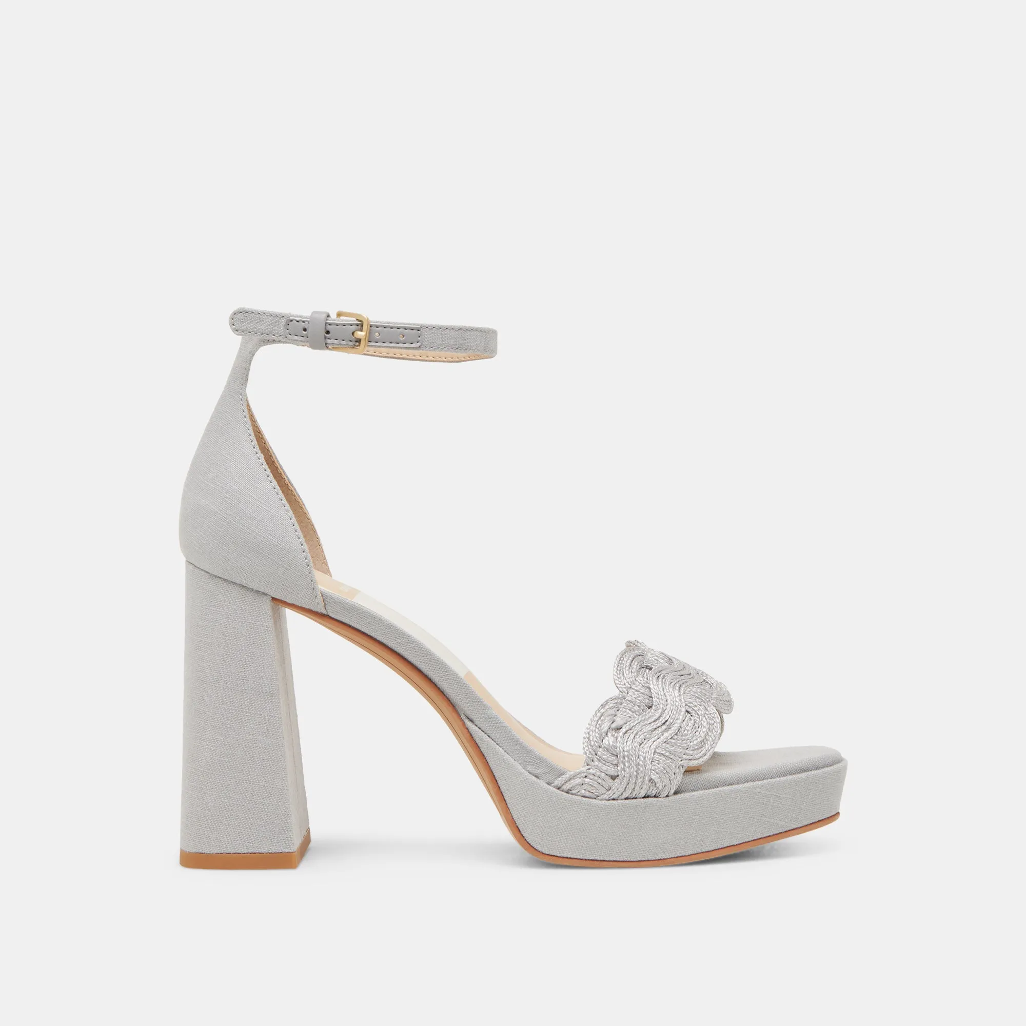 Holiday Party Footwear PELTIN HEELS GREY WOVEN RAFFIA