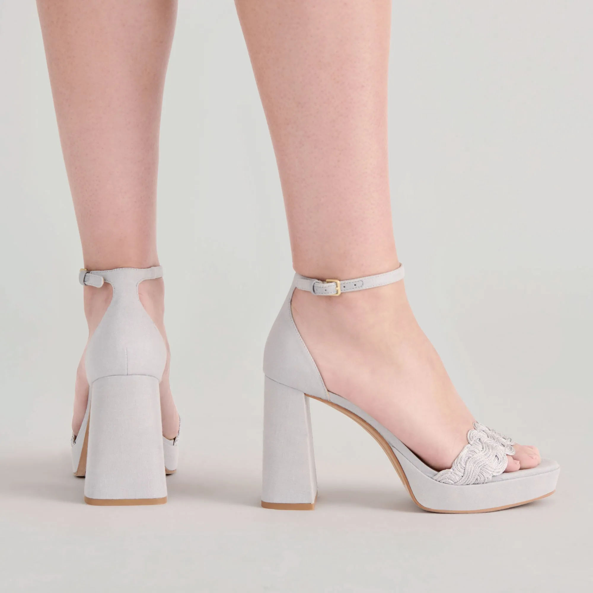 Ergonomic Design PELTIN HEELS GREY WOVEN RAFFIA