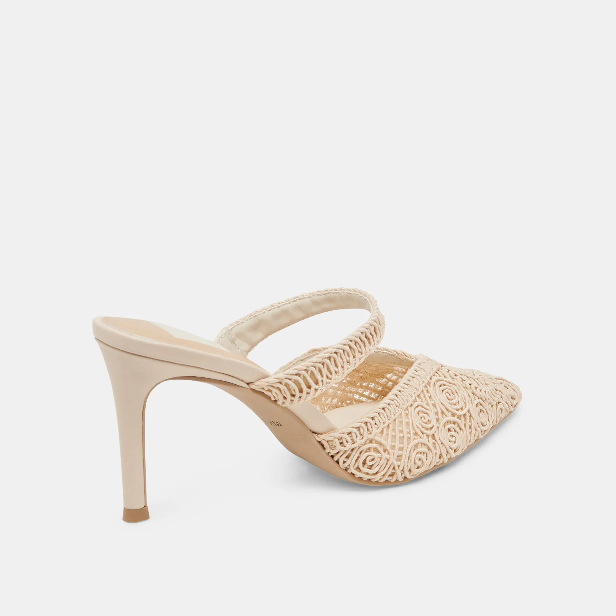 Crystal Heels Flexible Sole KASSY HEELS NATURAL MACRAME