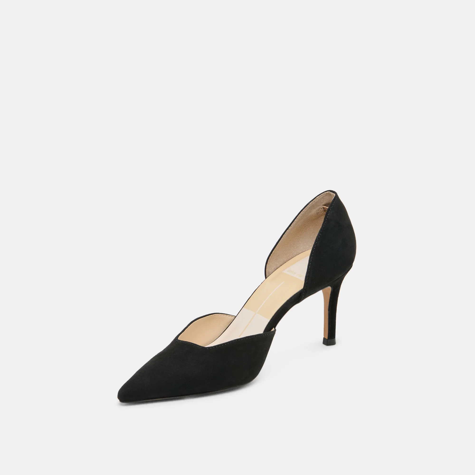 ELOY HEELS ONYX SUEDE Black Leather Stilettos Soft Cushion Heels
